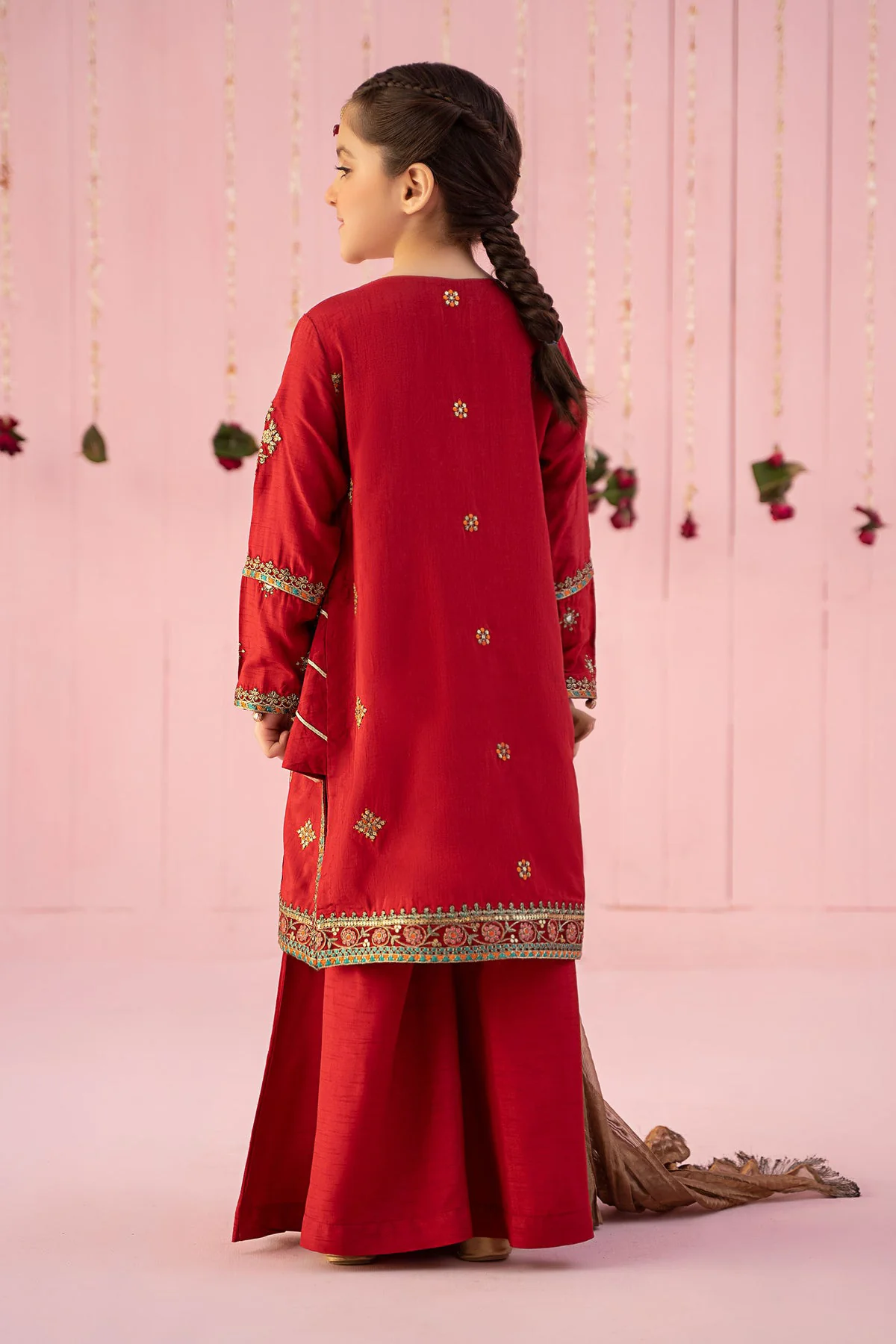 3 Piece Embroidered Raw Silk Suit - Image 7