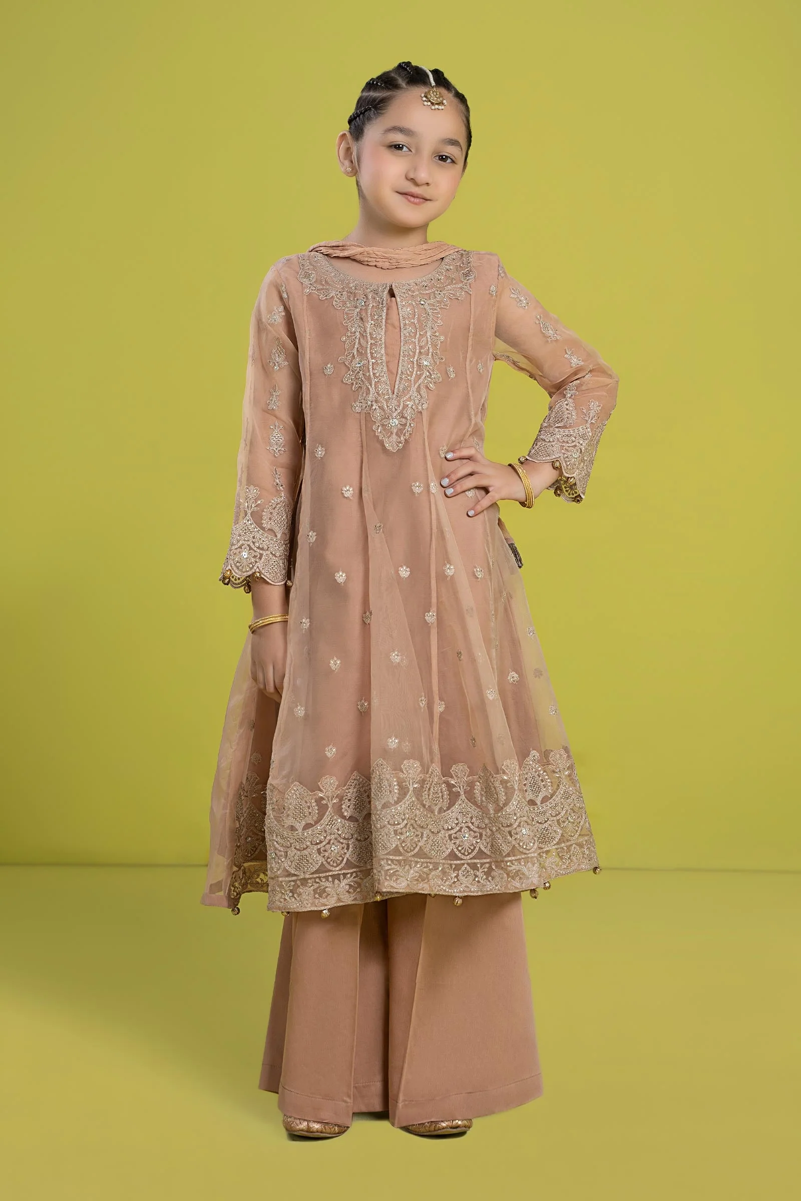 3 Piece Embroidered Organza Suit
