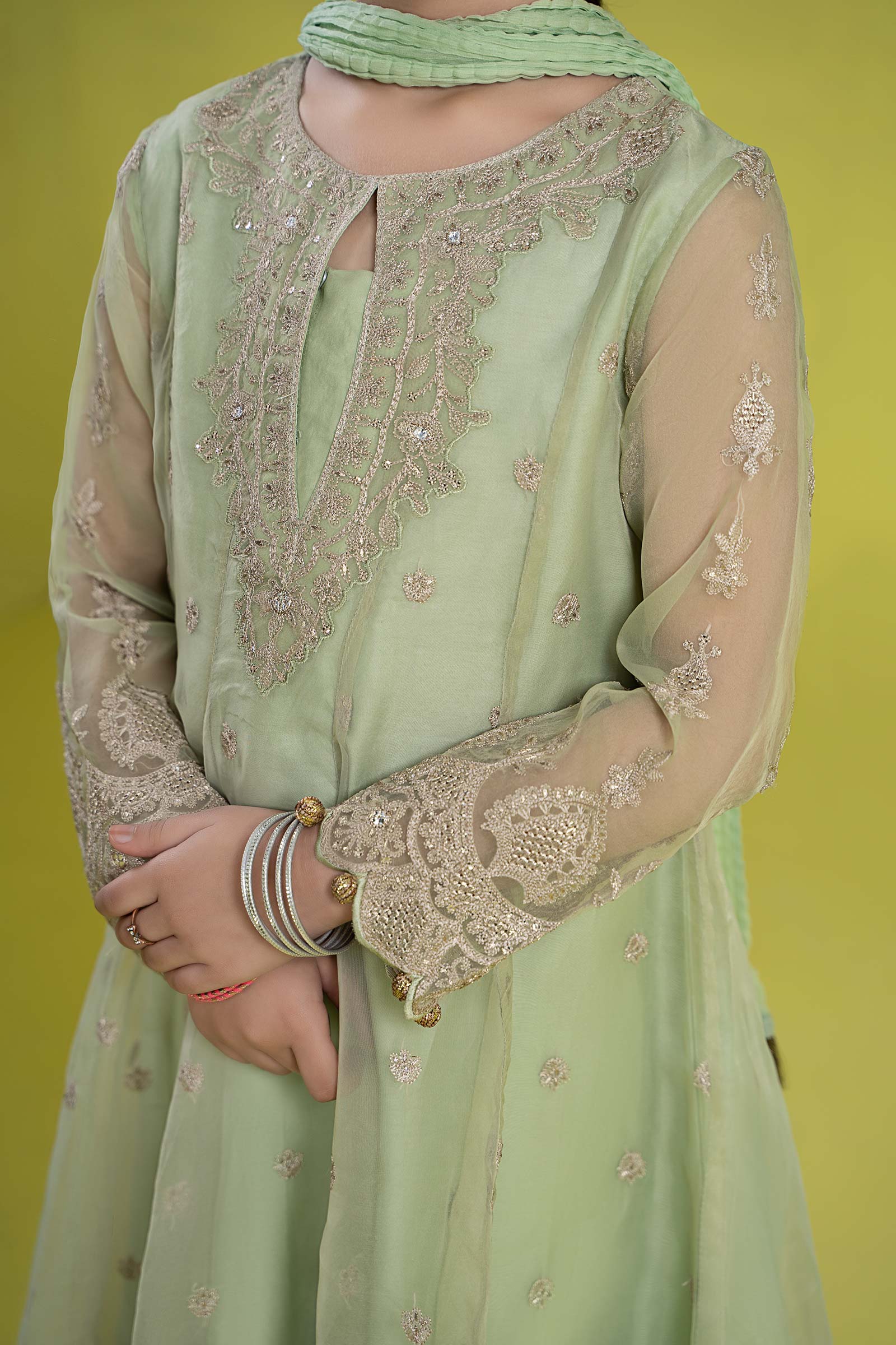 3 Piece Embroidered Organza Suit - Image 3