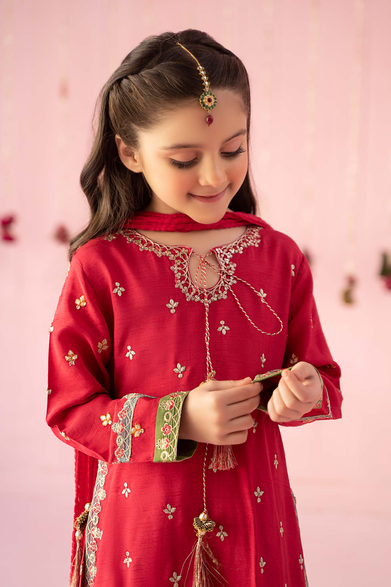 3 Piece Embroidered Raw Silk Suit - Image 2