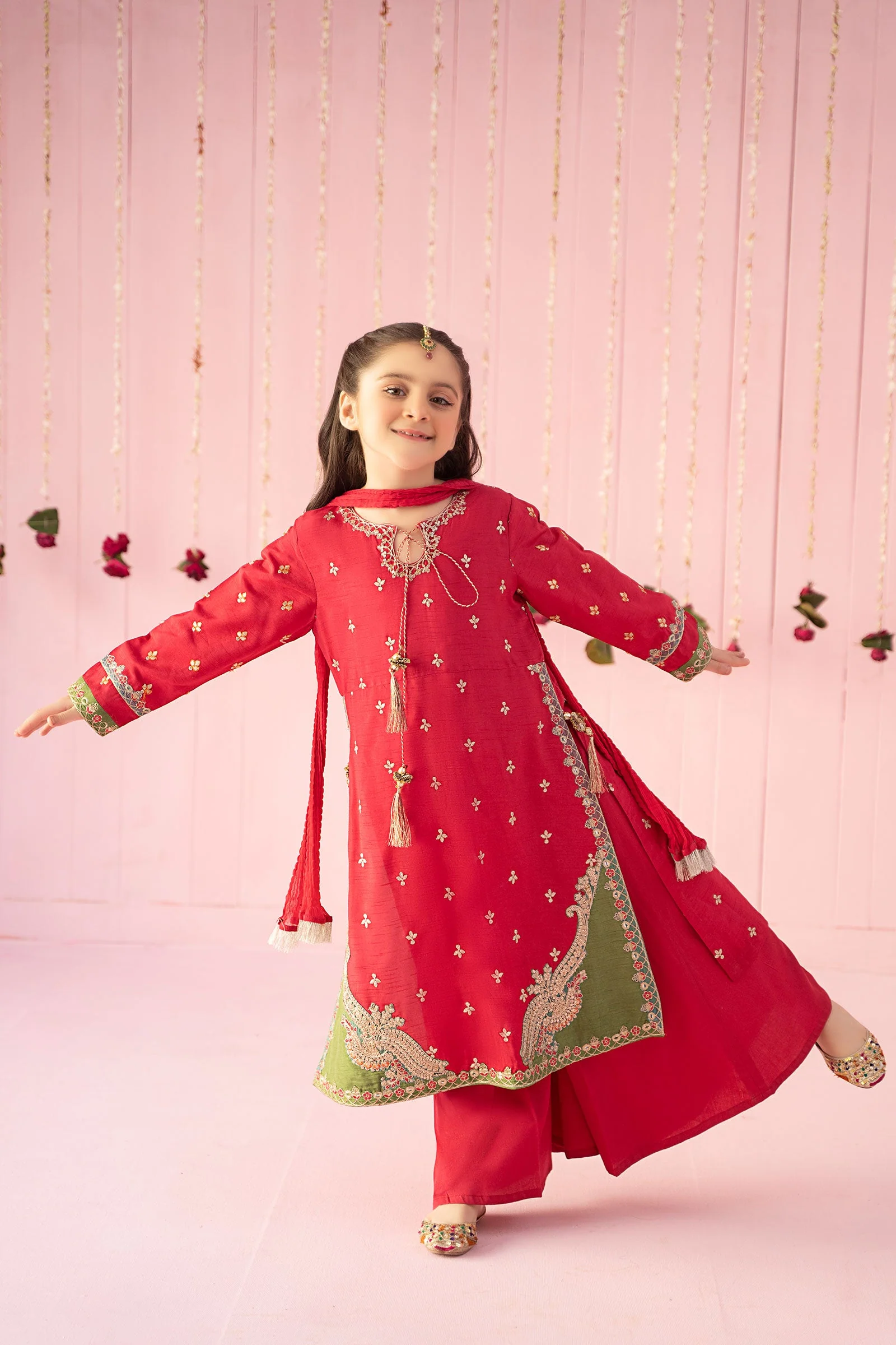 3 Piece Embroidered Raw Silk Suit - Image 4