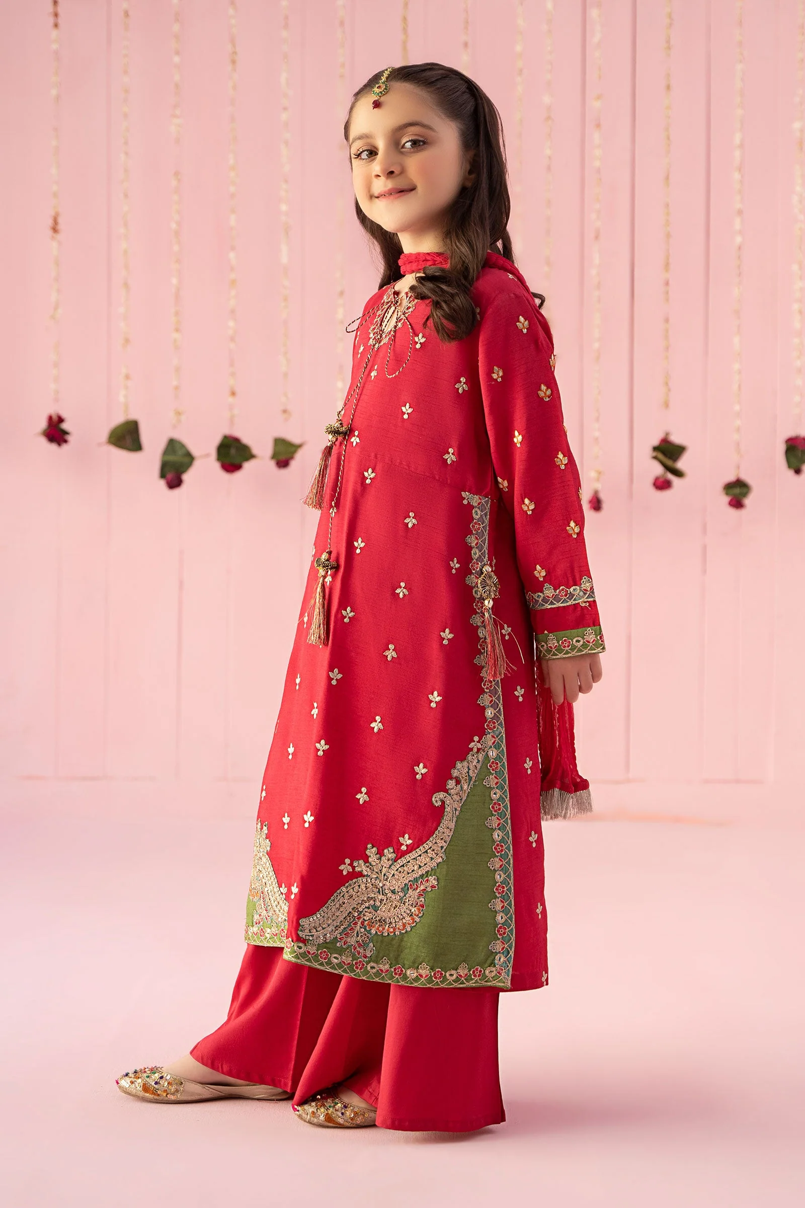 3 Piece Embroidered Raw Silk Suit - Image 5