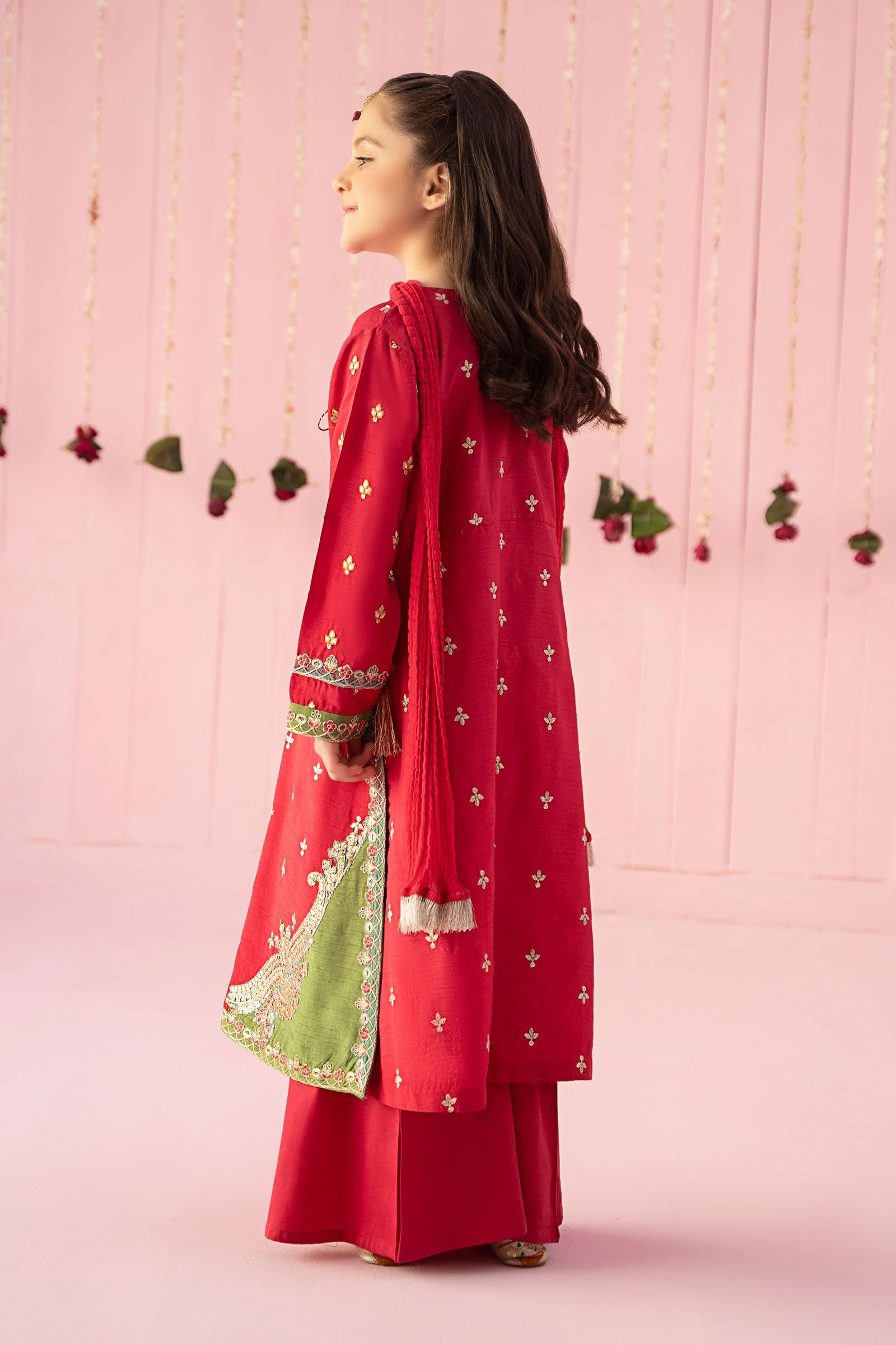 3 Piece Embroidered Raw Silk Suit - Image 6