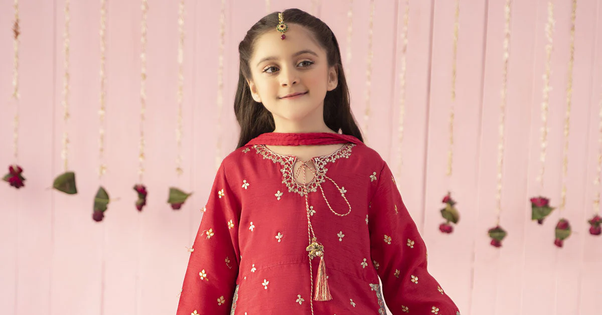 3 Piece Embroidered Raw Silk Suit - Image 7