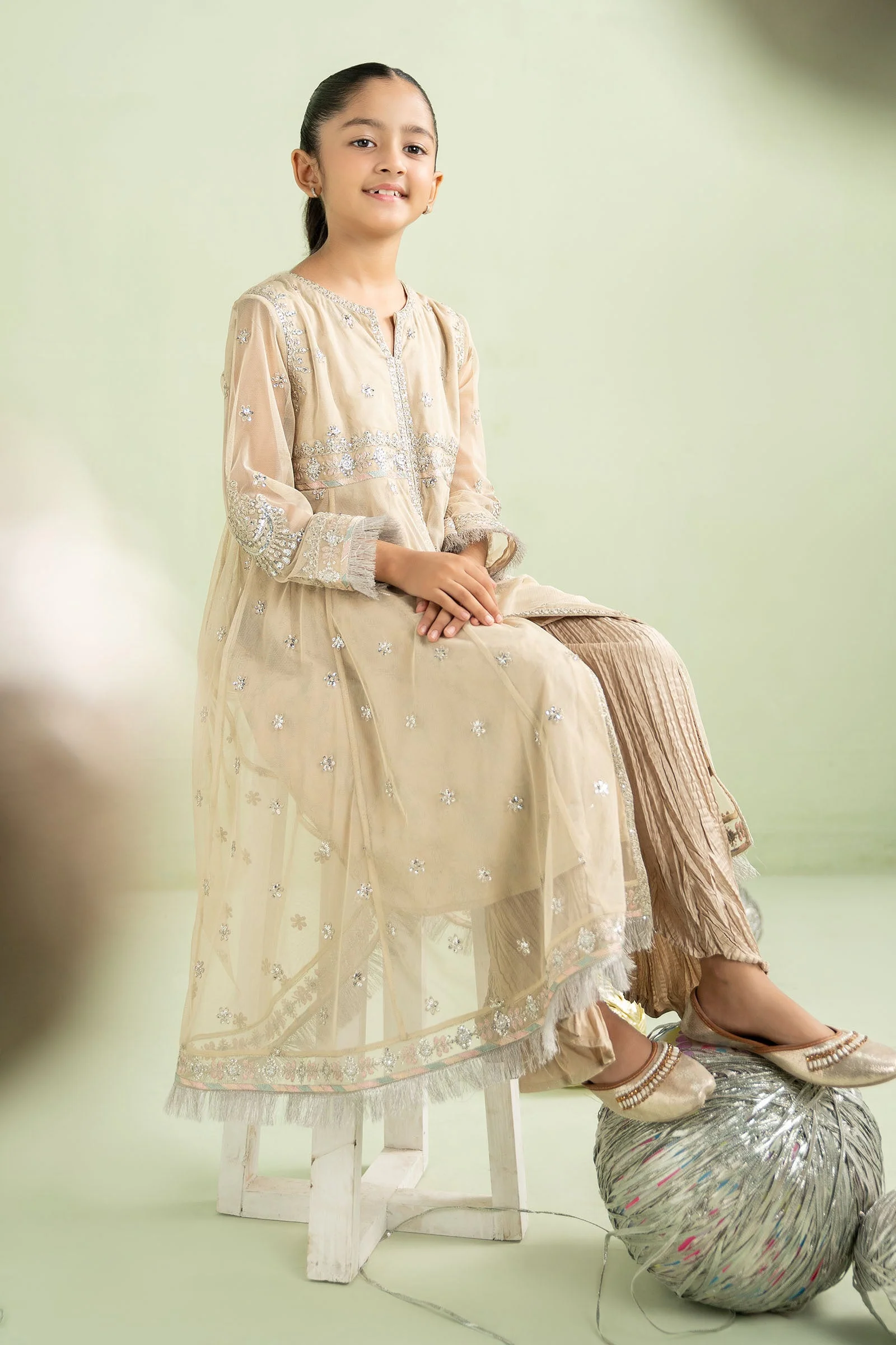 2 Piece Embroidered Net Suit - Image 2