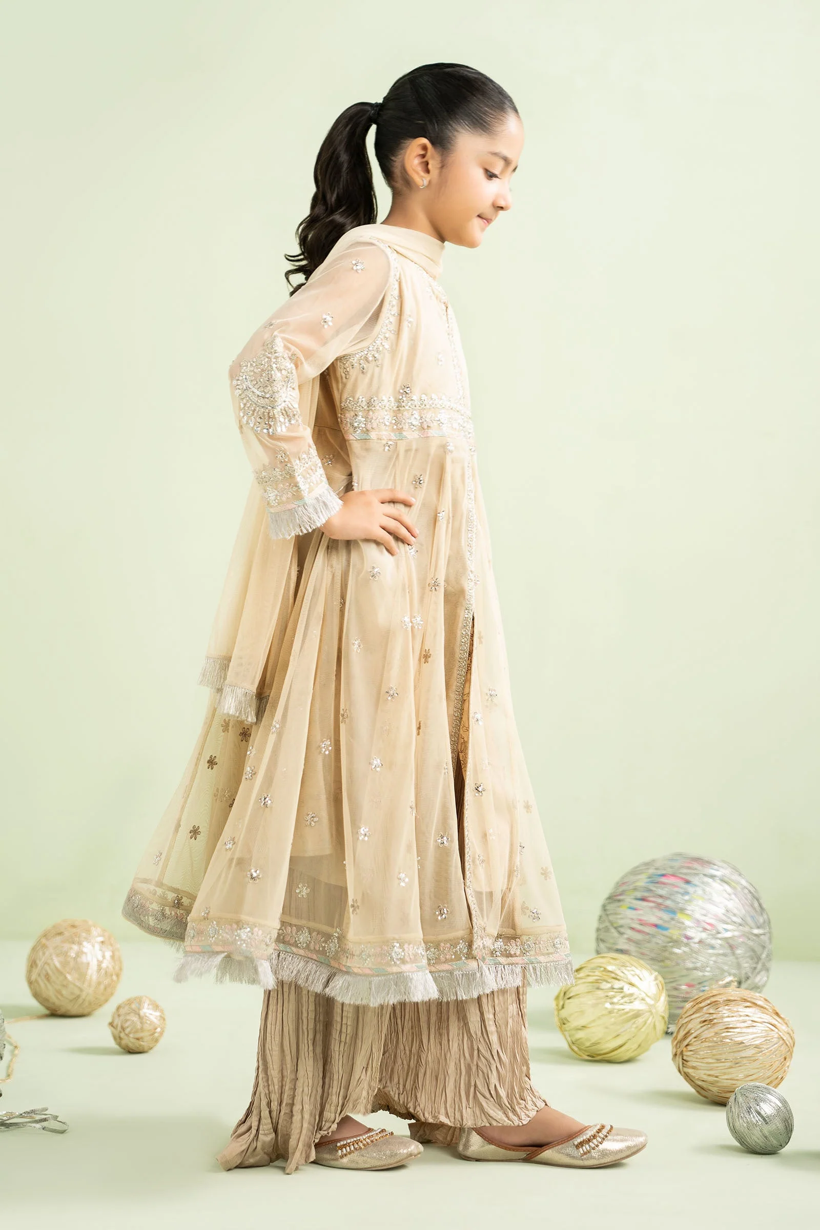 2 Piece Embroidered Net Suit - Image 7