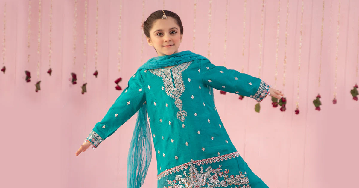 3 Piece Embroidered Raw Silk Suit - Image 8