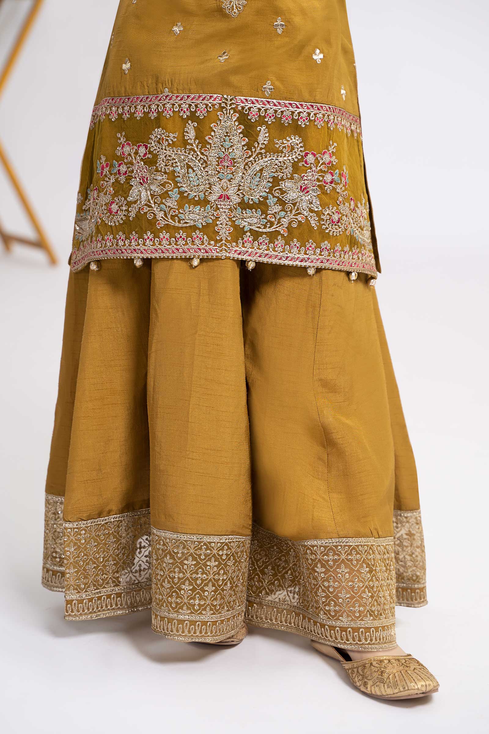 3 Piece Embroidered Raw Silk Suit - Image 4