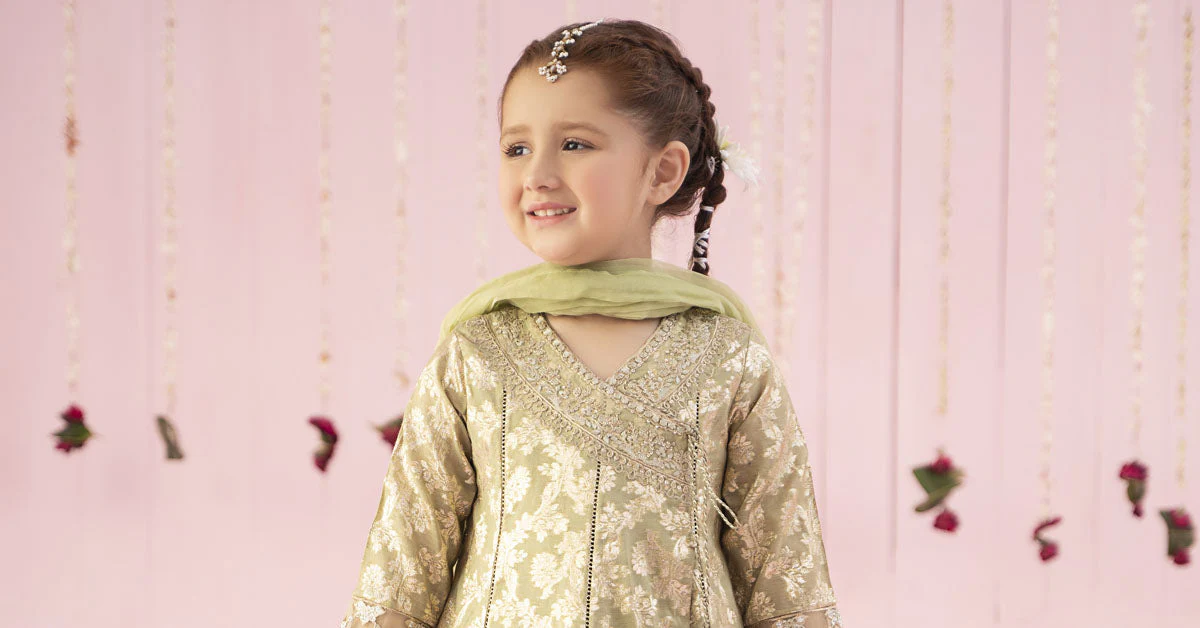 3 Piece Embroidered Cotton Lurex Jacquard Suit - Image 8