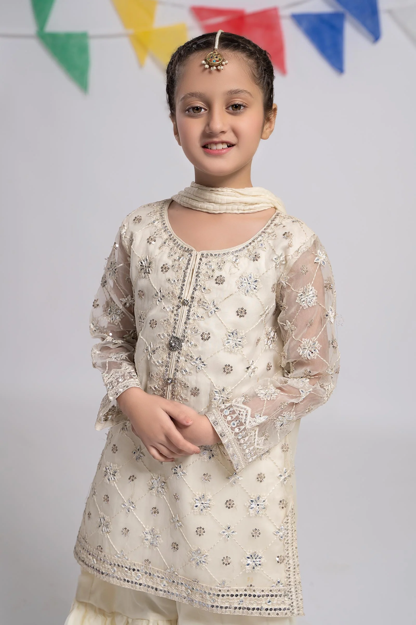 3 Piece Embroidered Organza Suit - Image 2