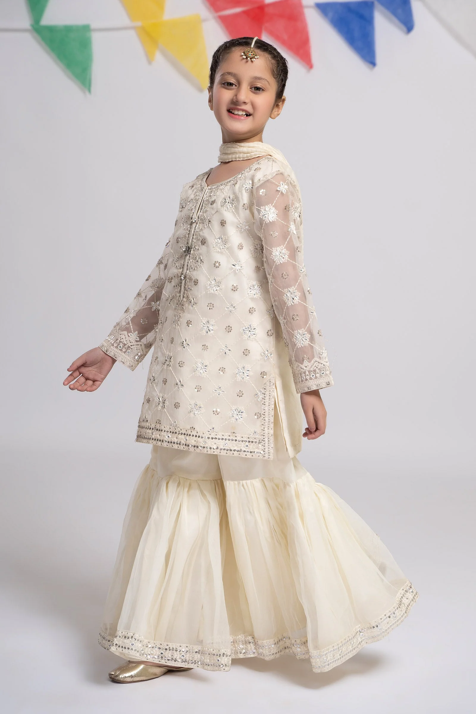 3 Piece Embroidered Organza Suit - Image 4