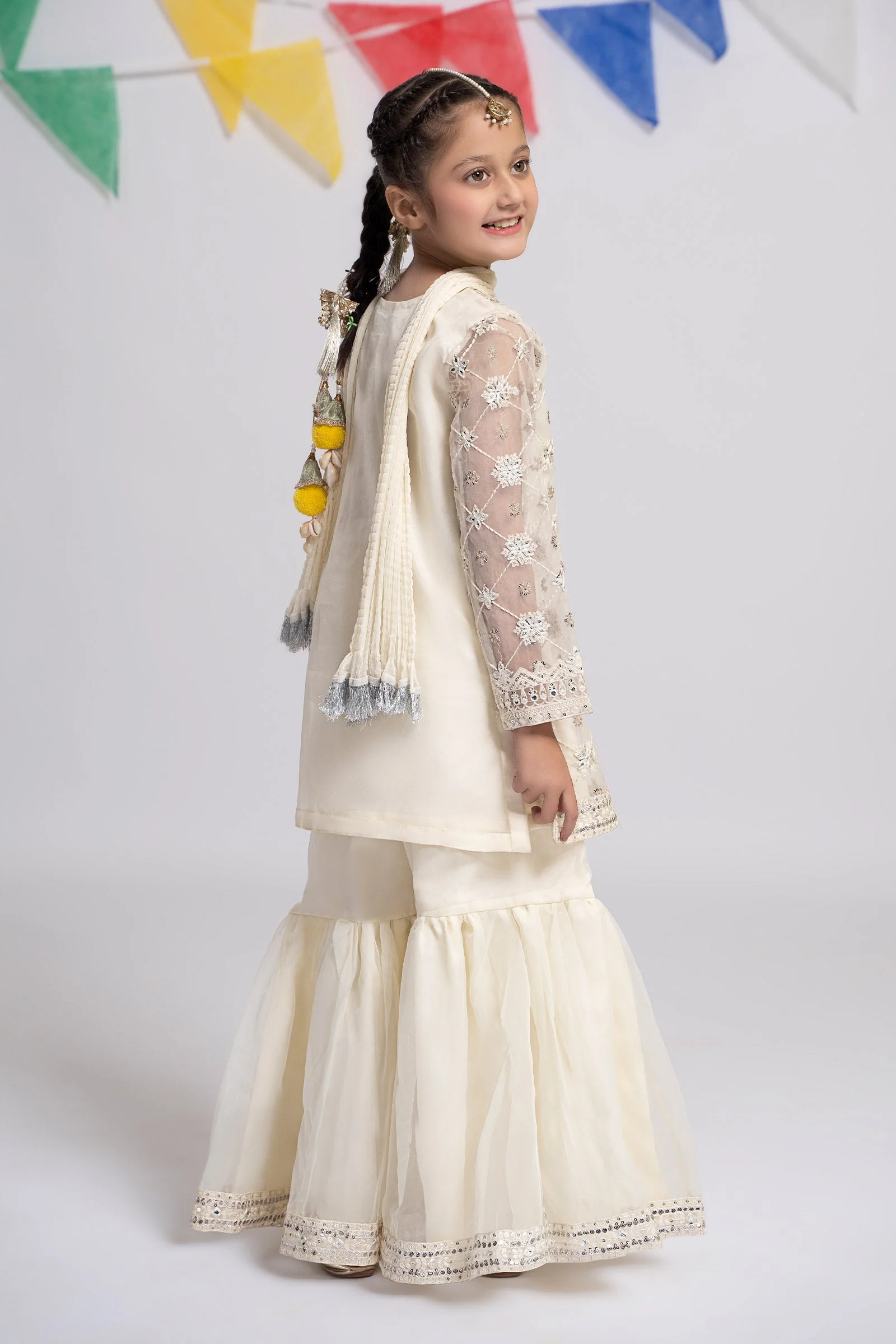 3 Piece Embroidered Organza Suit - Image 5