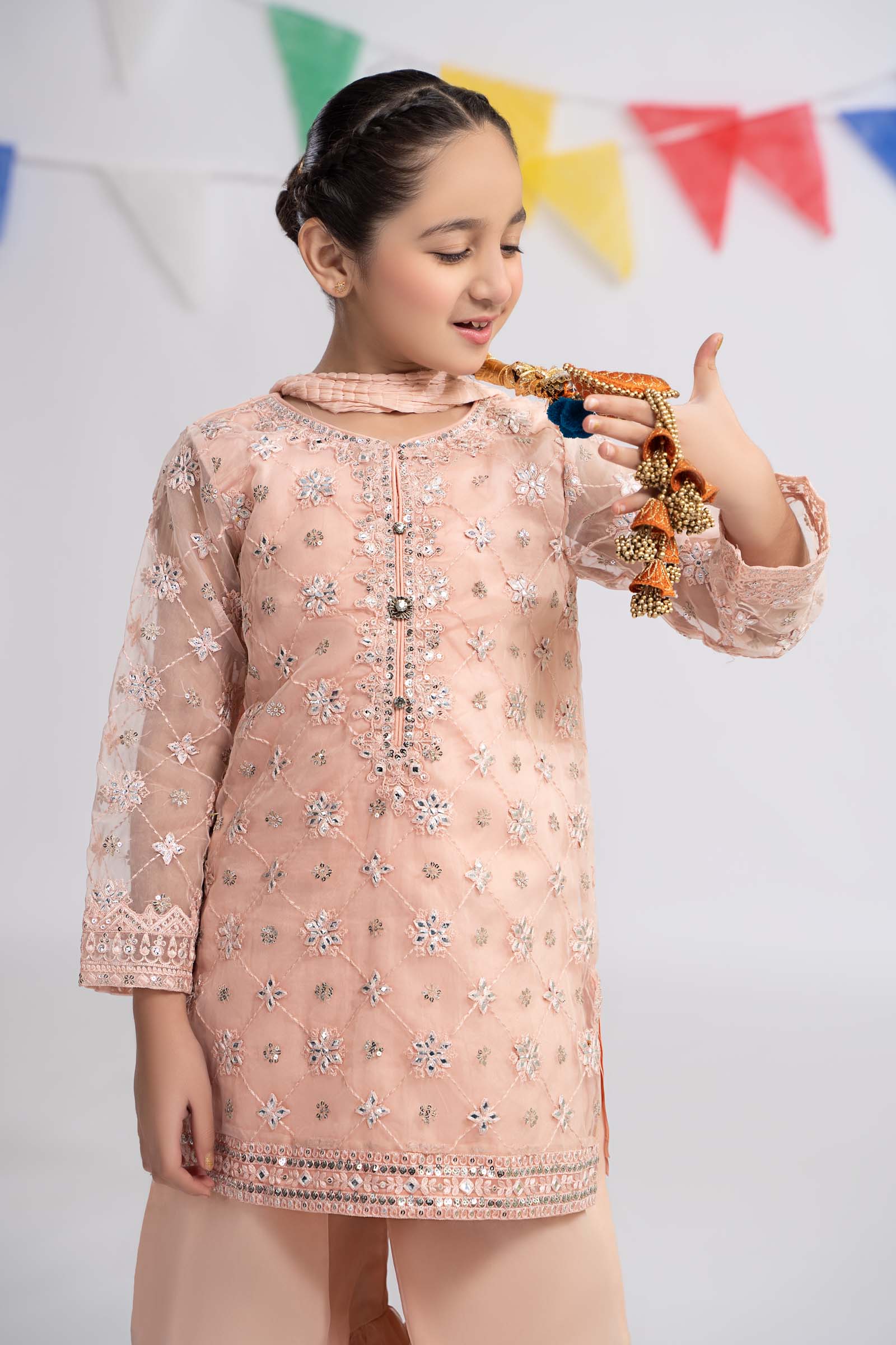 3 Piece Embroidered Organza Suit - Image 3