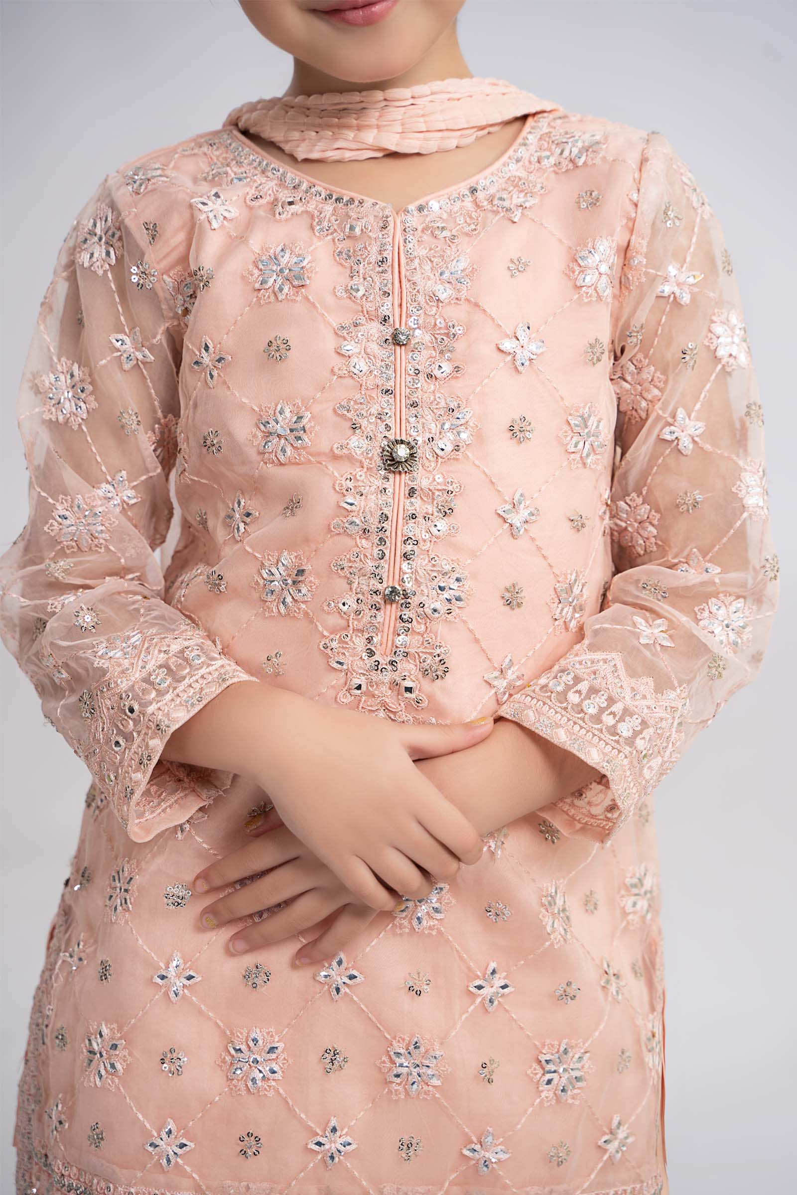 3 Piece Embroidered Organza Suit - Image 4