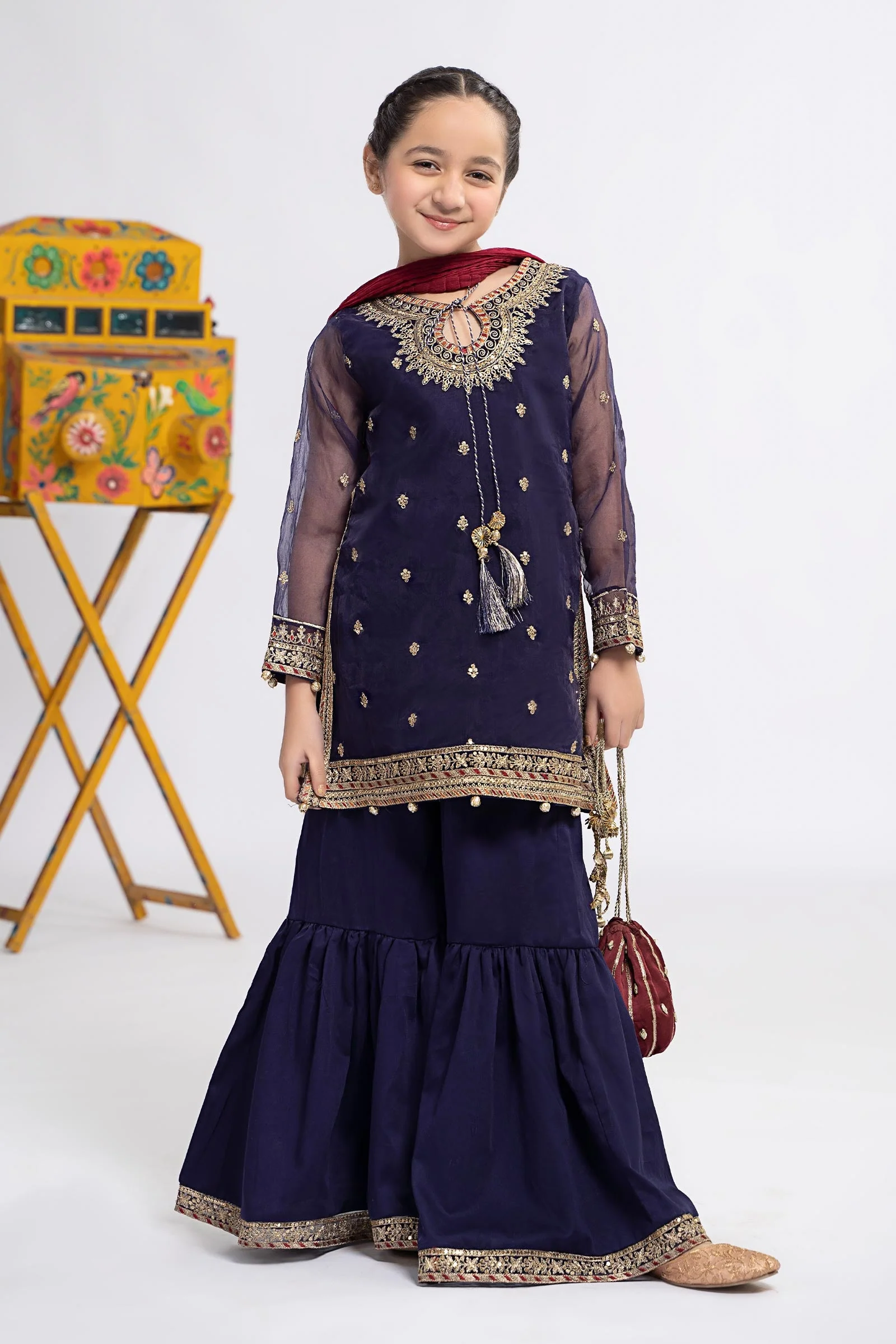 3 Piece Embroidered Organza Suit