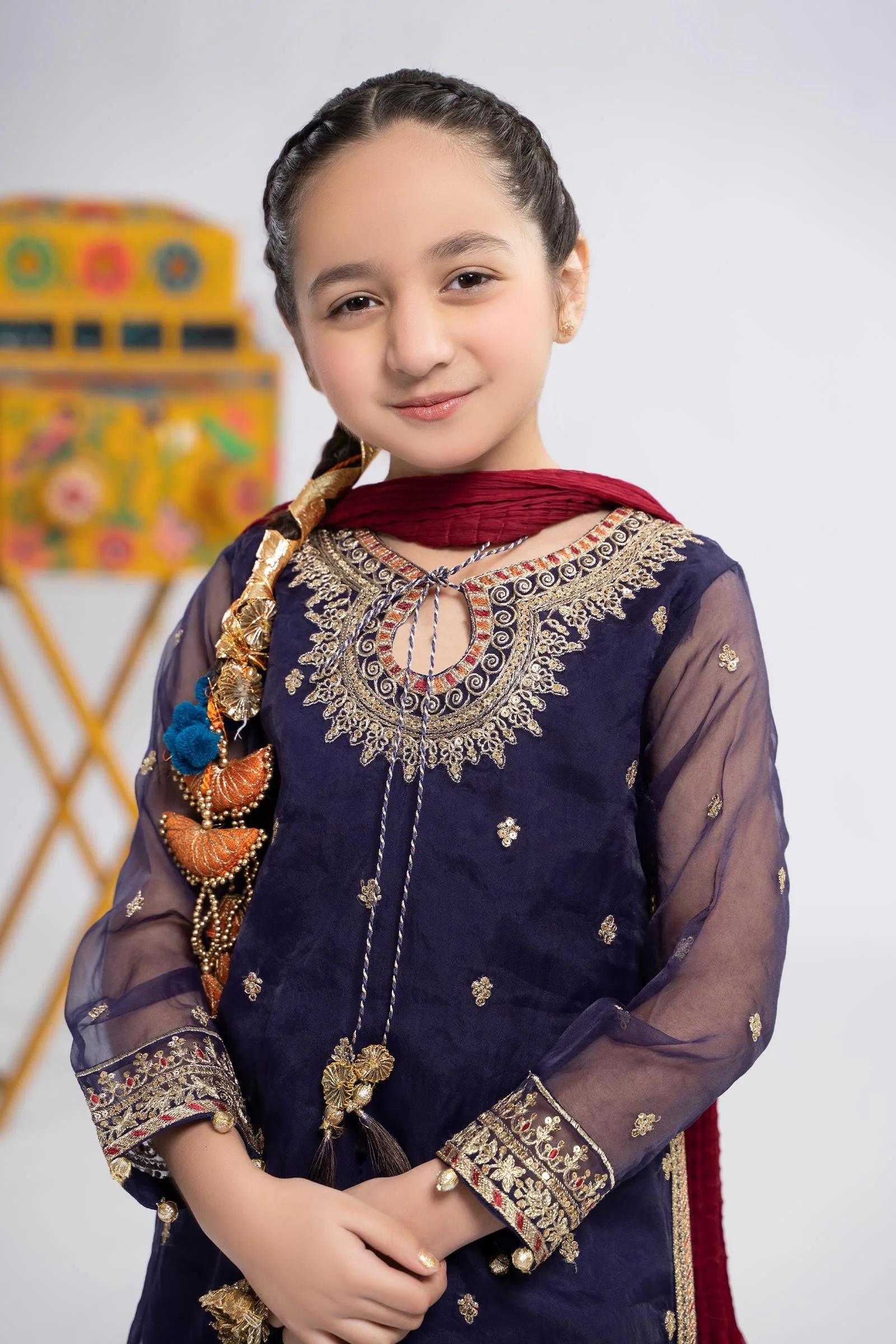 3 Piece Embroidered Organza Suit - Image 2