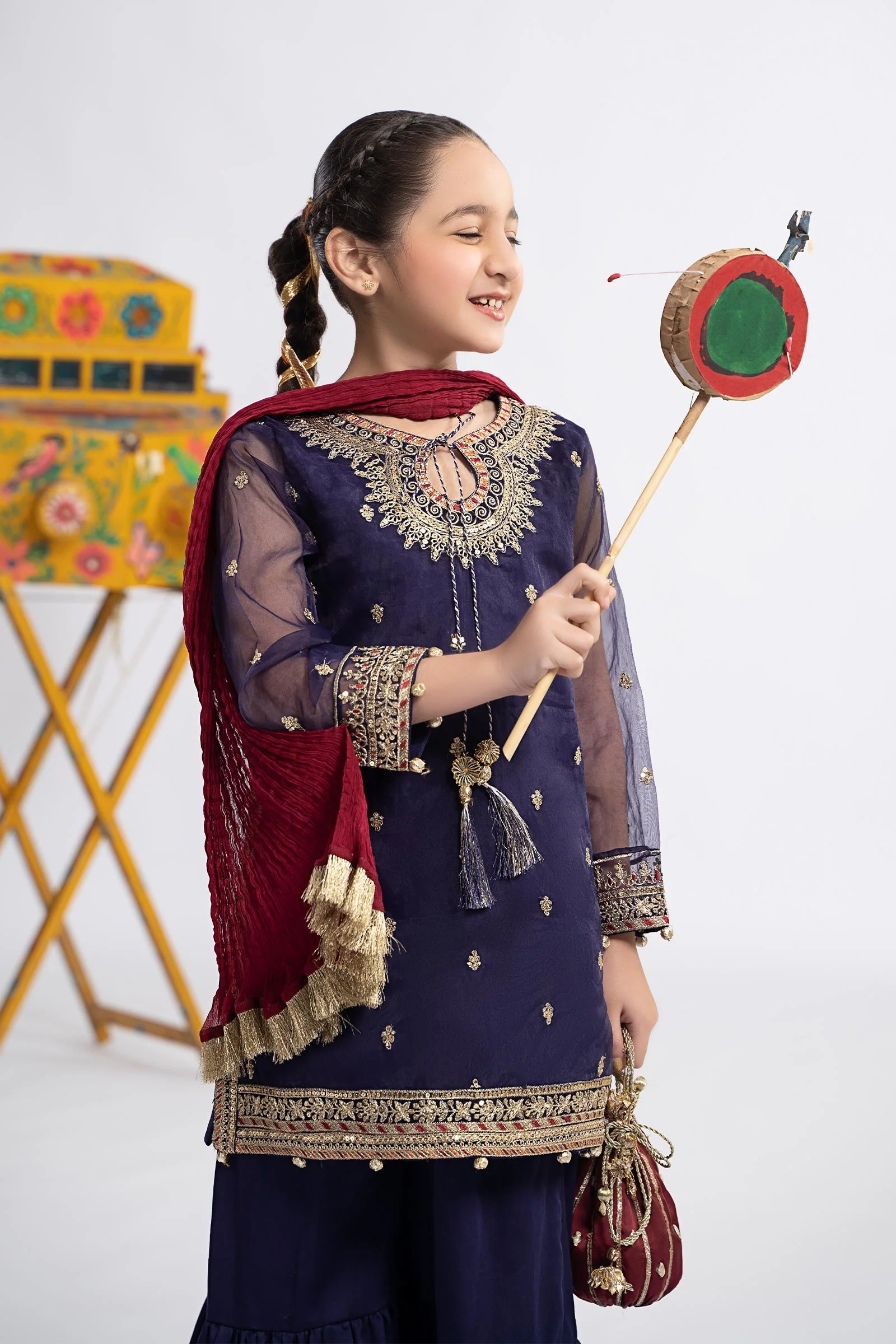 3 Piece Embroidered Organza Suit - Image 3