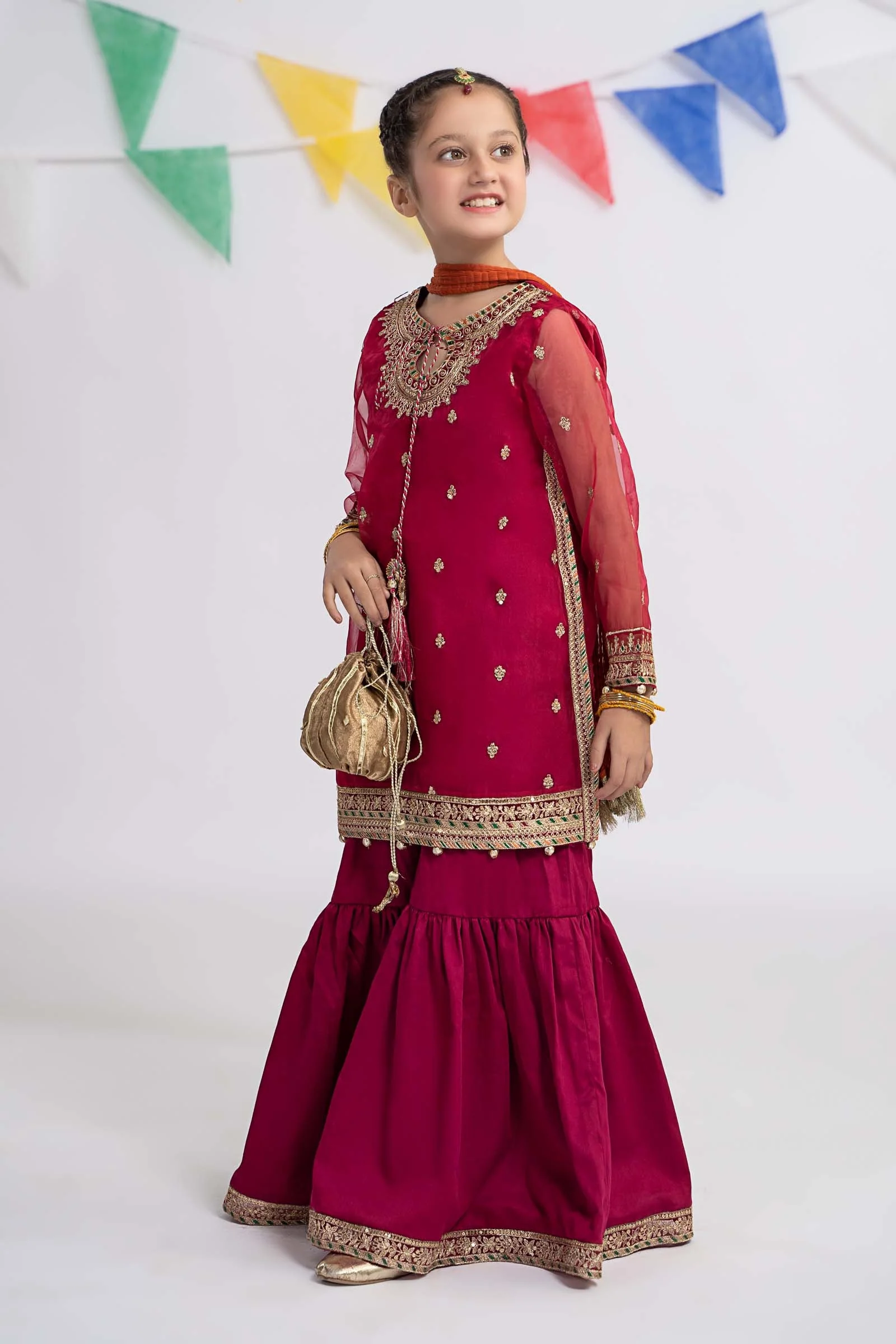 3 Piece Embroidered Organza Suit - Image 5