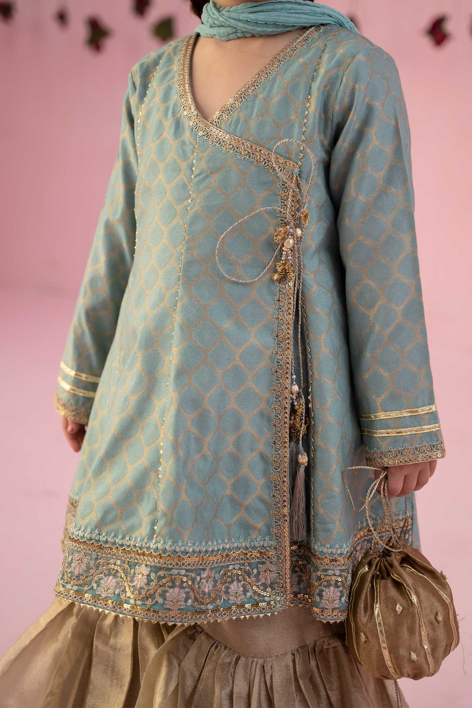 3 Piece Embroidered Jacquard Suit - Image 4