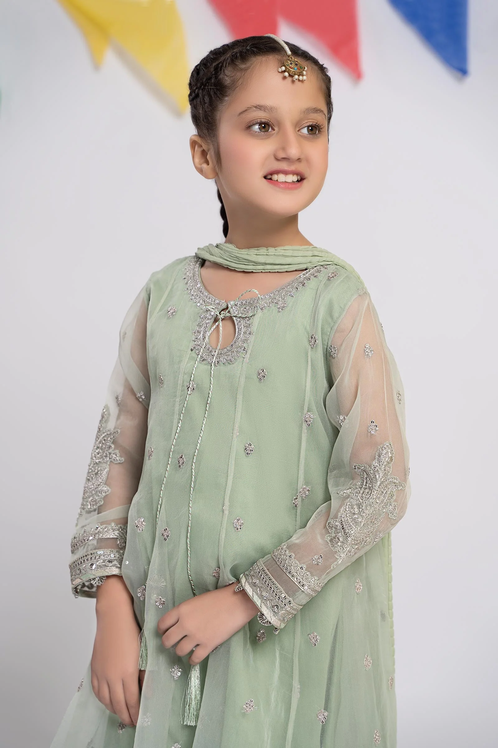 3 Piece Embroidered Organza Suit - Image 2