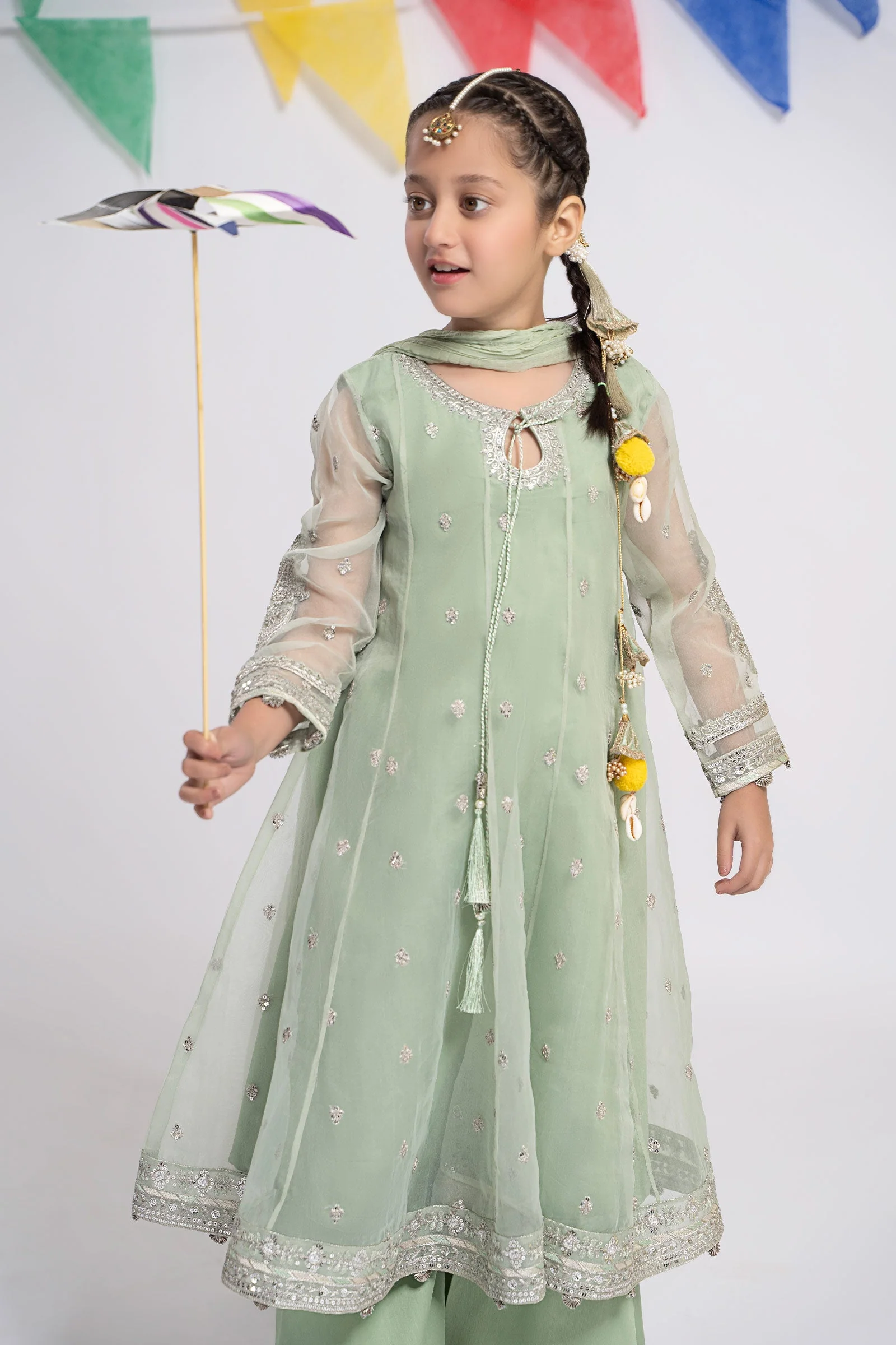 3 Piece Embroidered Organza Suit - Image 3