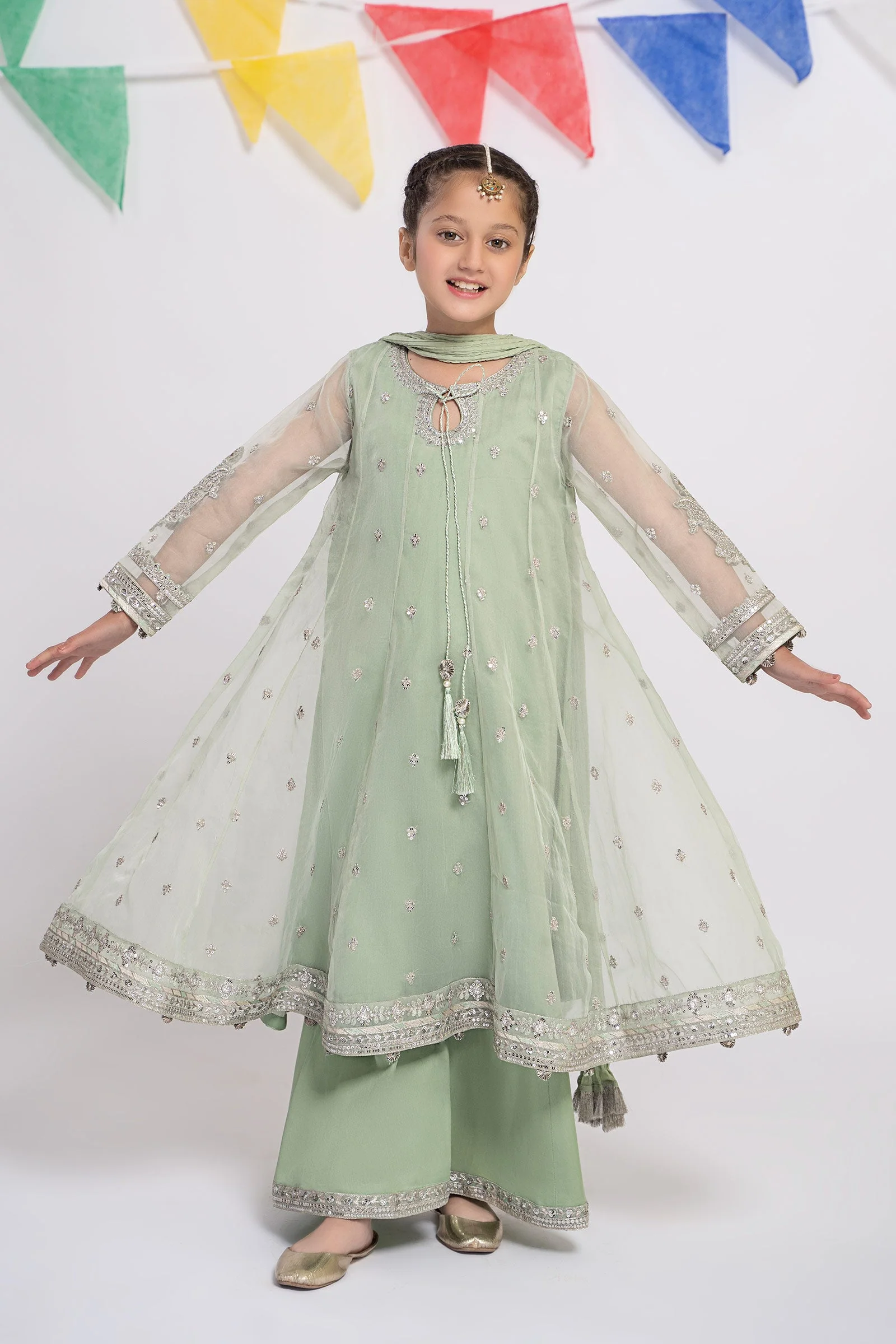 3 Piece Embroidered Organza Suit - Image 5