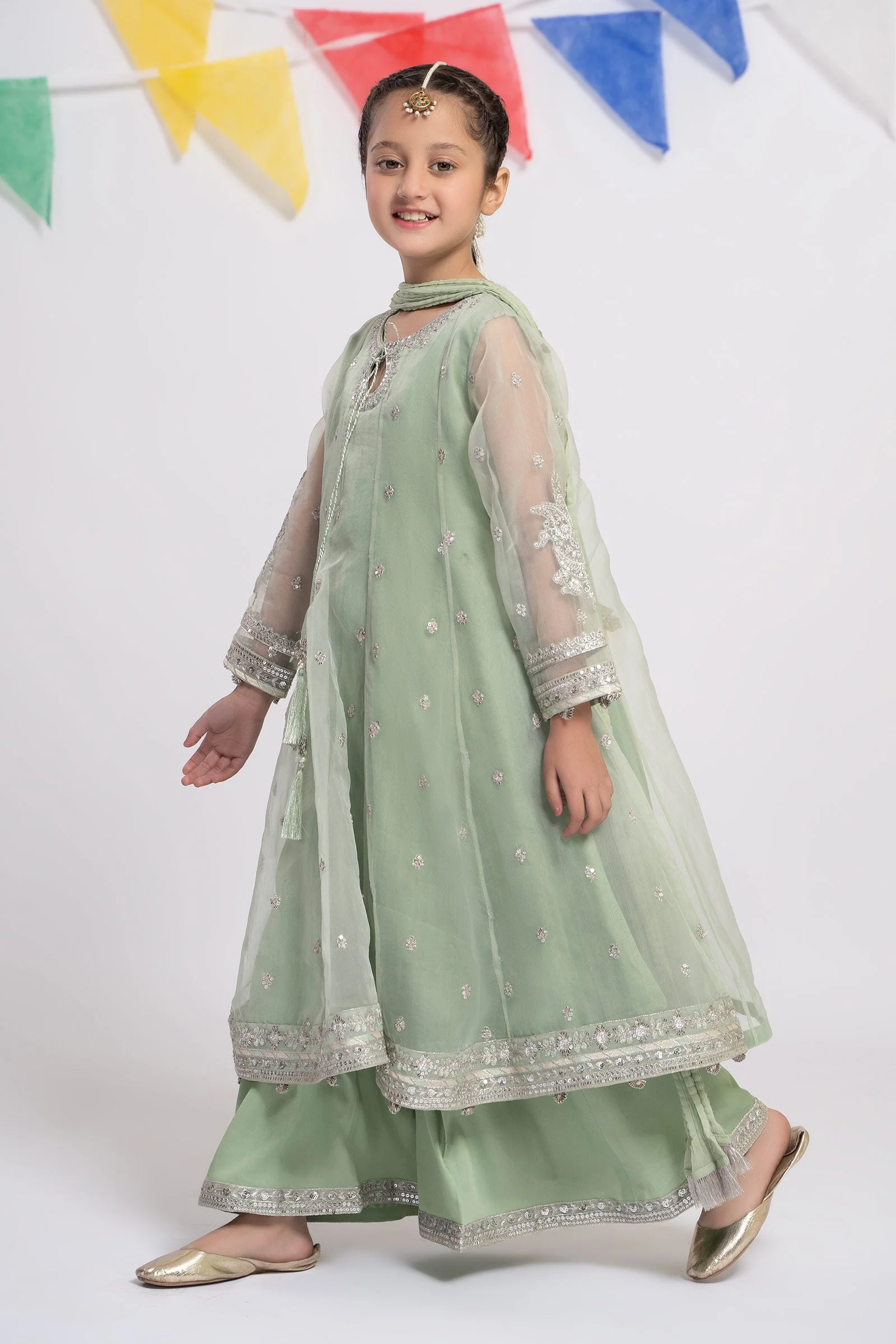 3 Piece Embroidered Organza Suit - Image 6