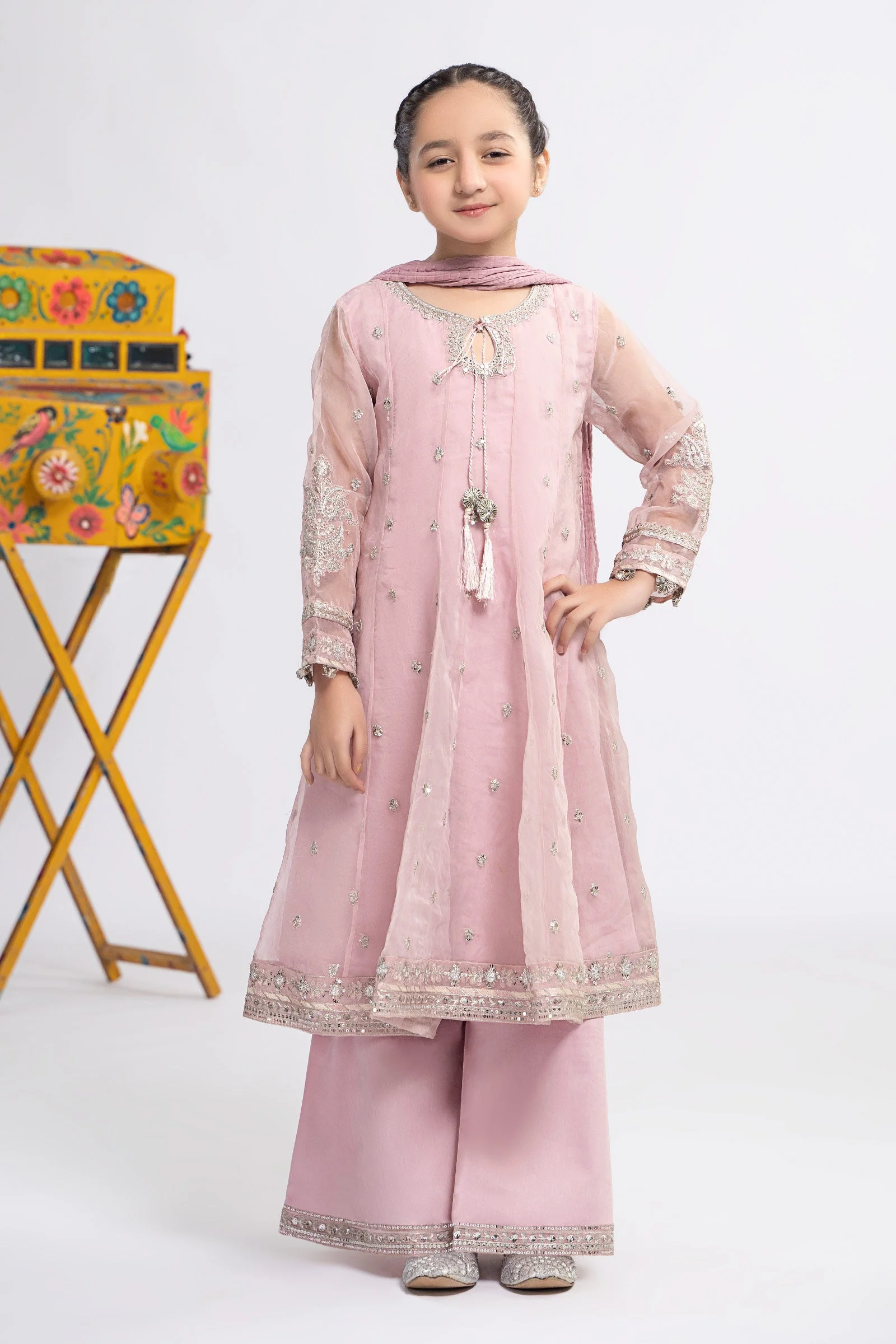 3 Piece Embroidered Organza Suit