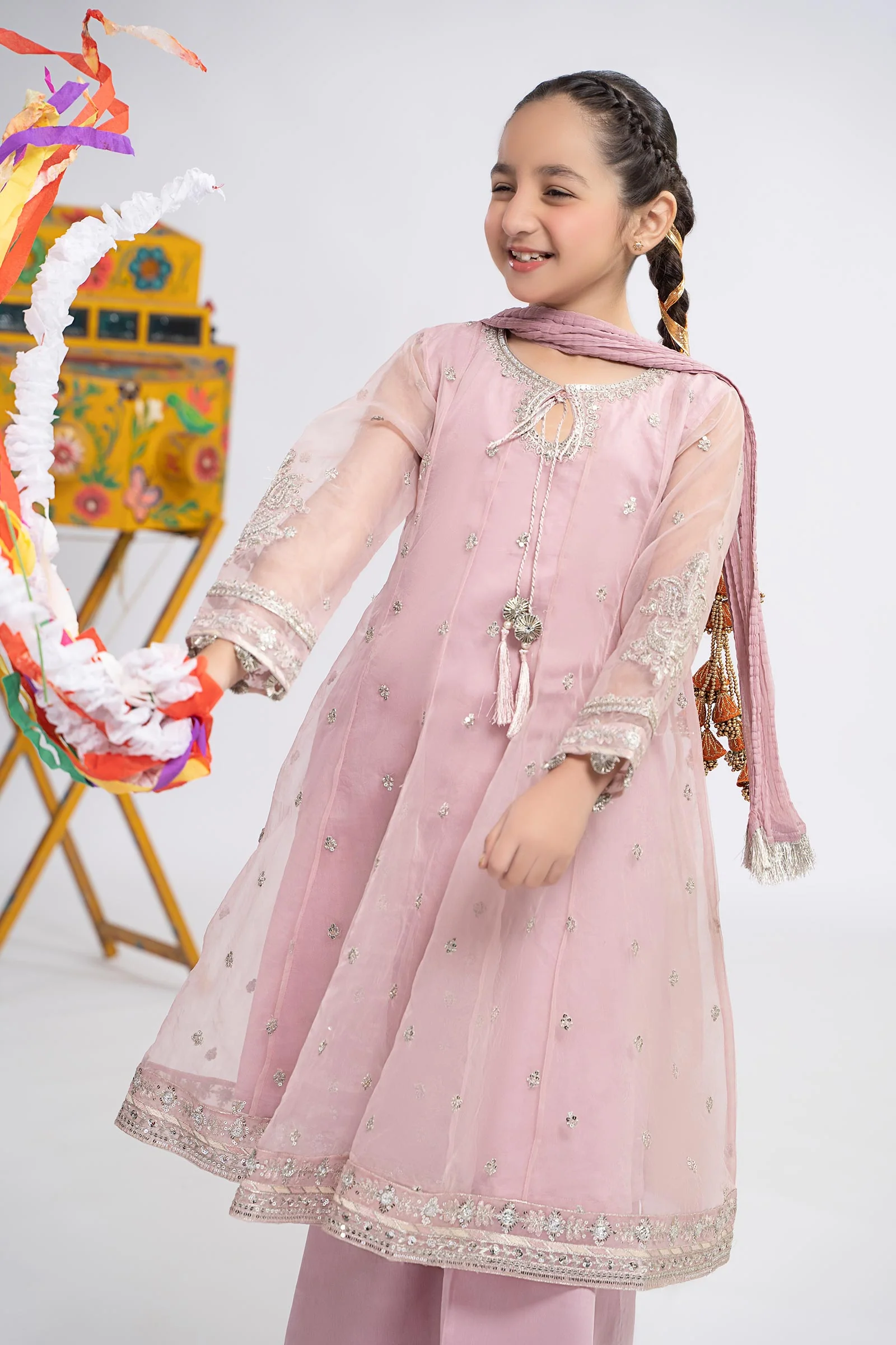 3 Piece Embroidered Organza Suit - Image 2