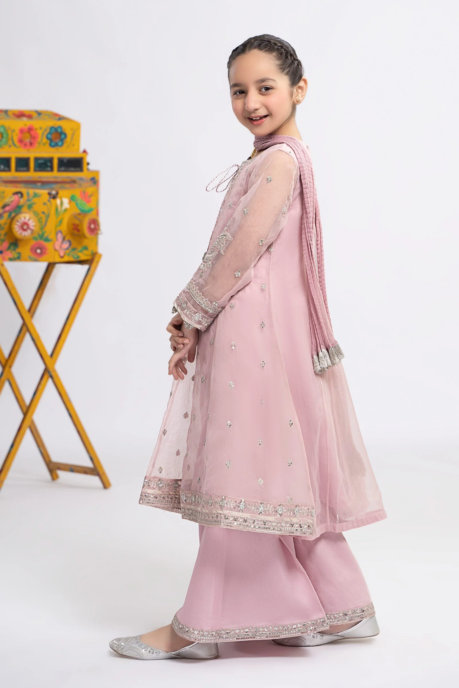 3 Piece Embroidered Organza Suit - Image 4
