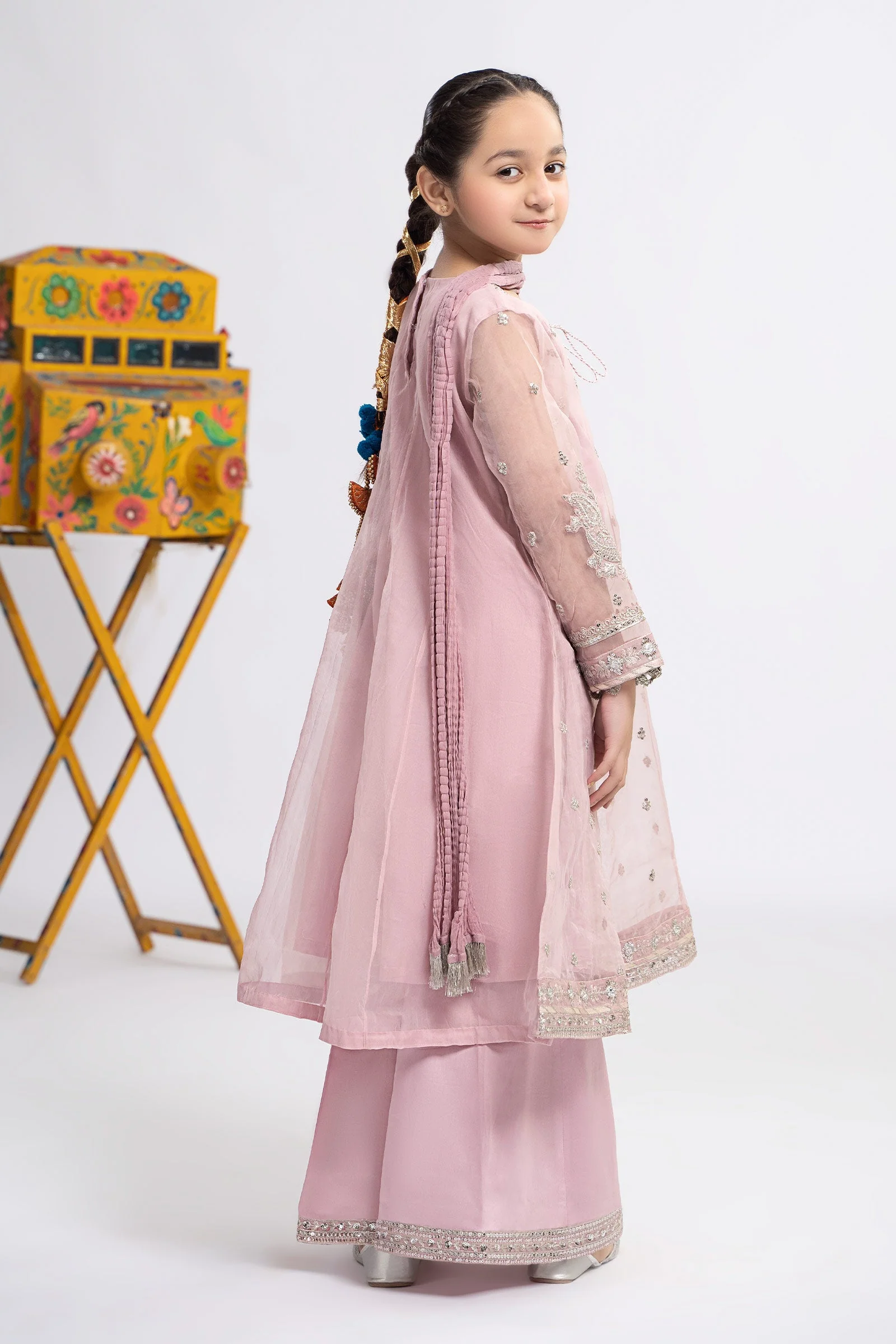 3 Piece Embroidered Organza Suit - Image 5