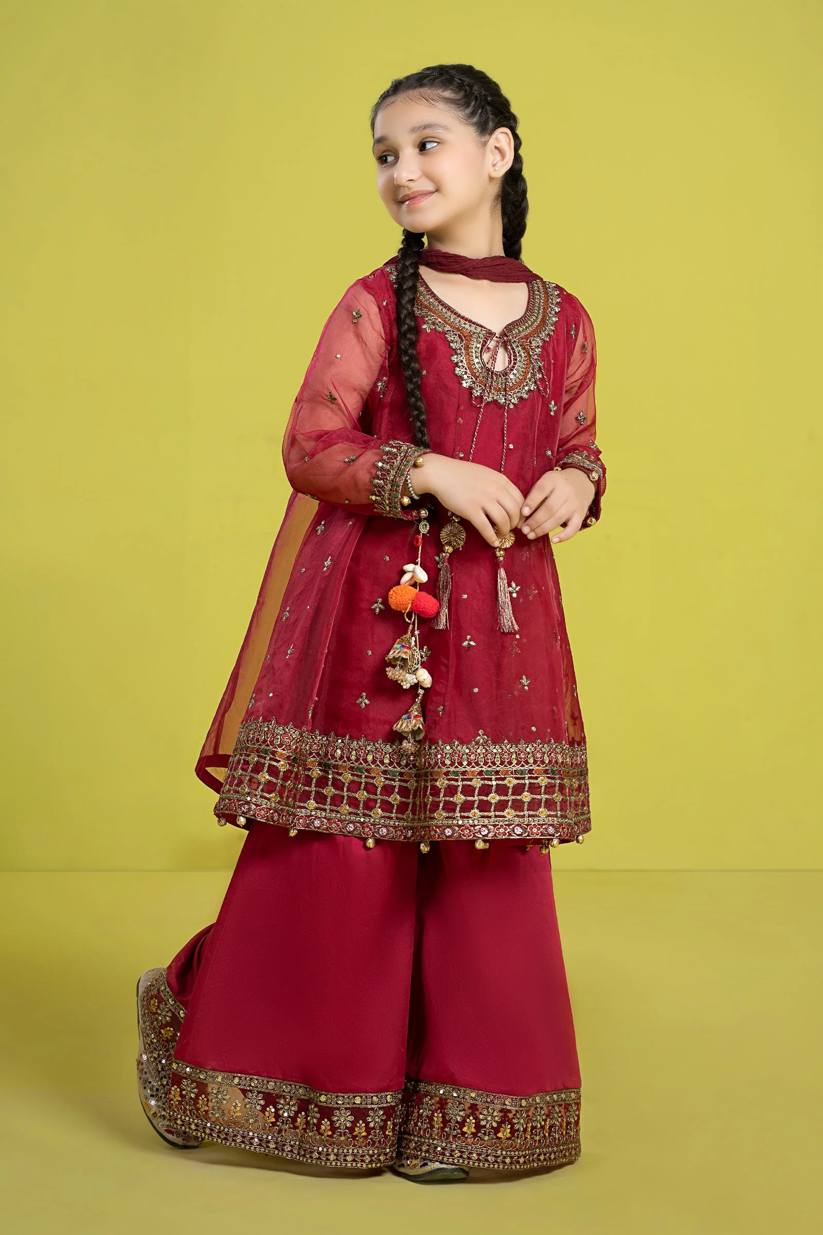 3 Piece Embroidered Organza Suit - Image 5