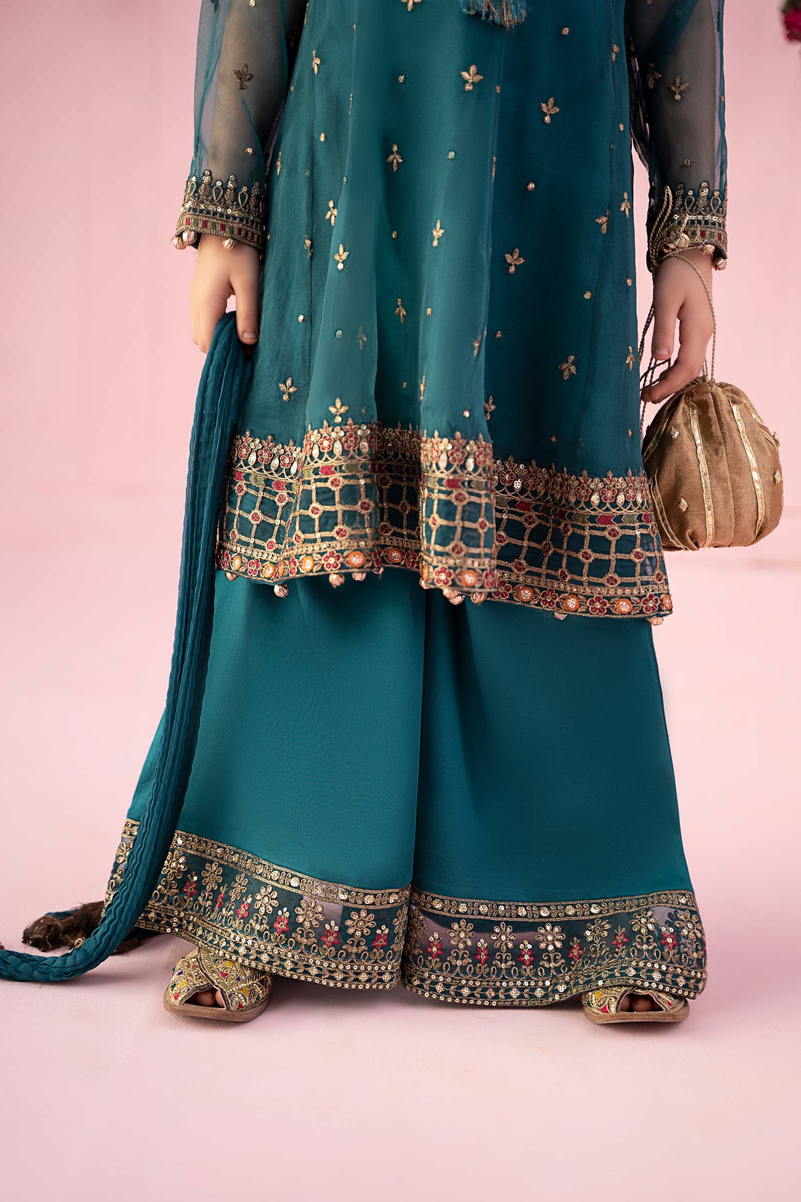 3 Piece Embroidered Organza Suit - Image 5