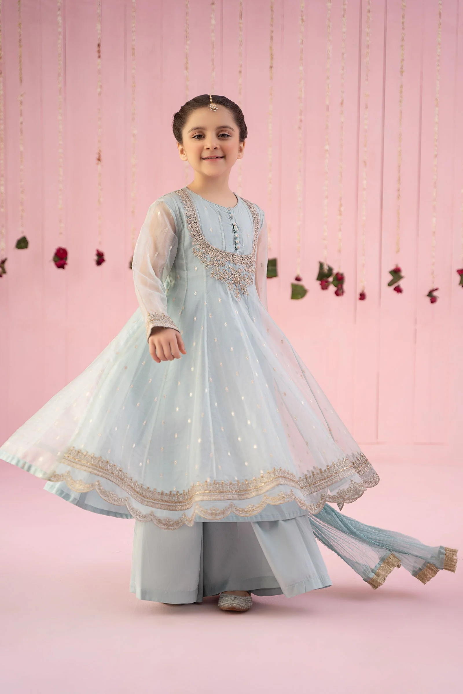 3 Piece Embroidered Organza Suit - Image 4