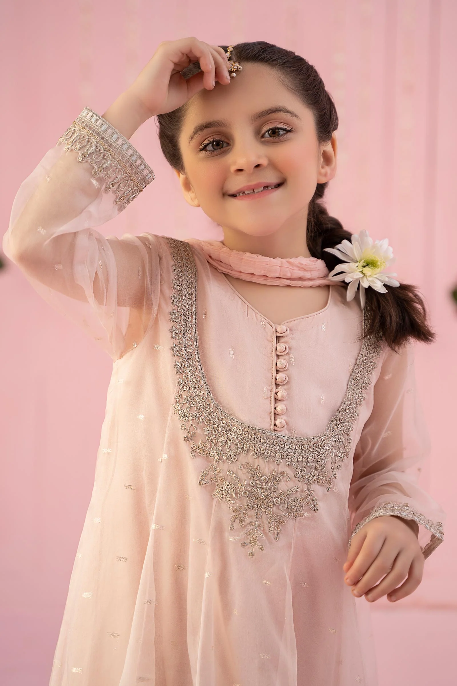 3 Piece Embroidered Organza Suit - Image 3