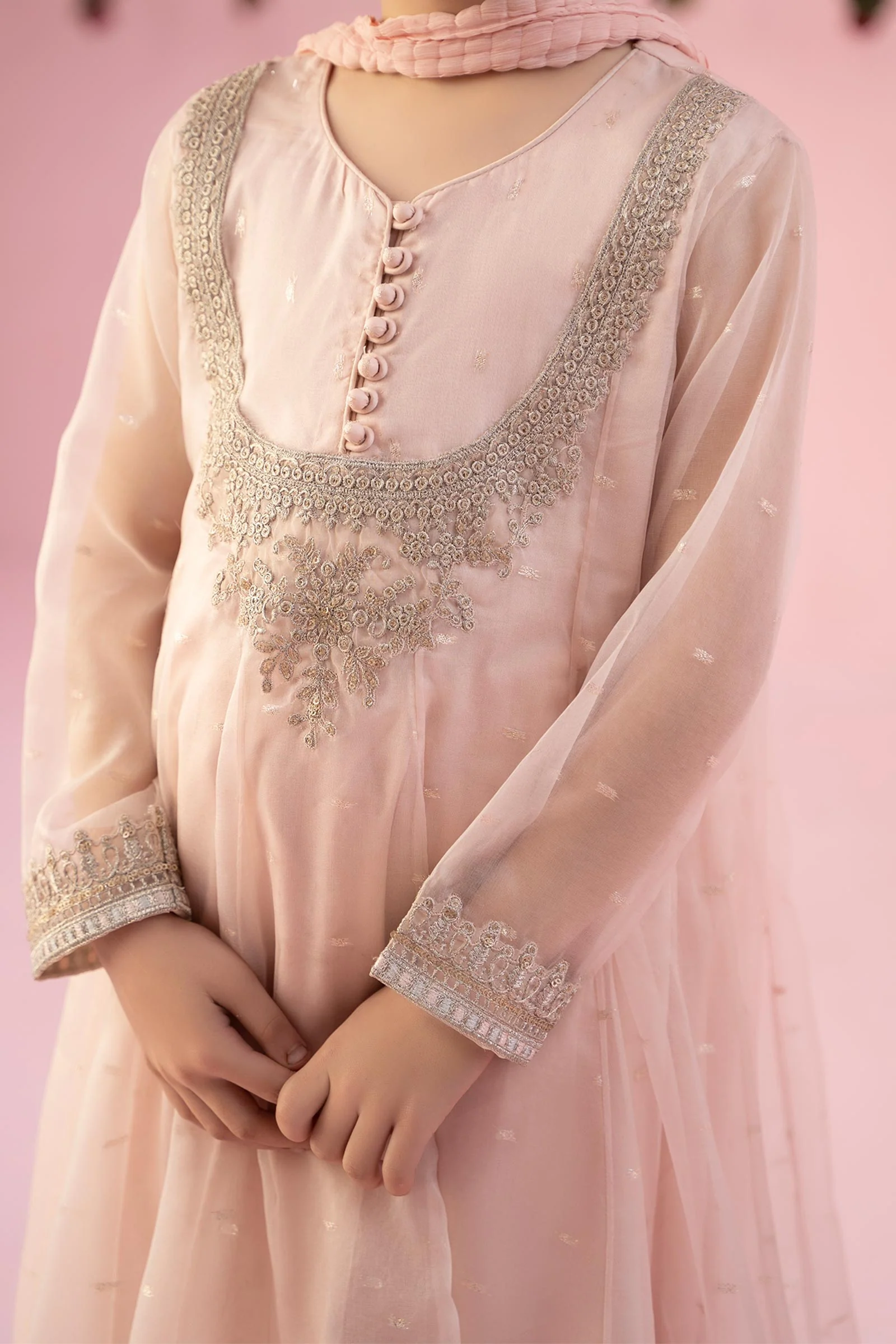 3 Piece Embroidered Organza Suit - Image 5
