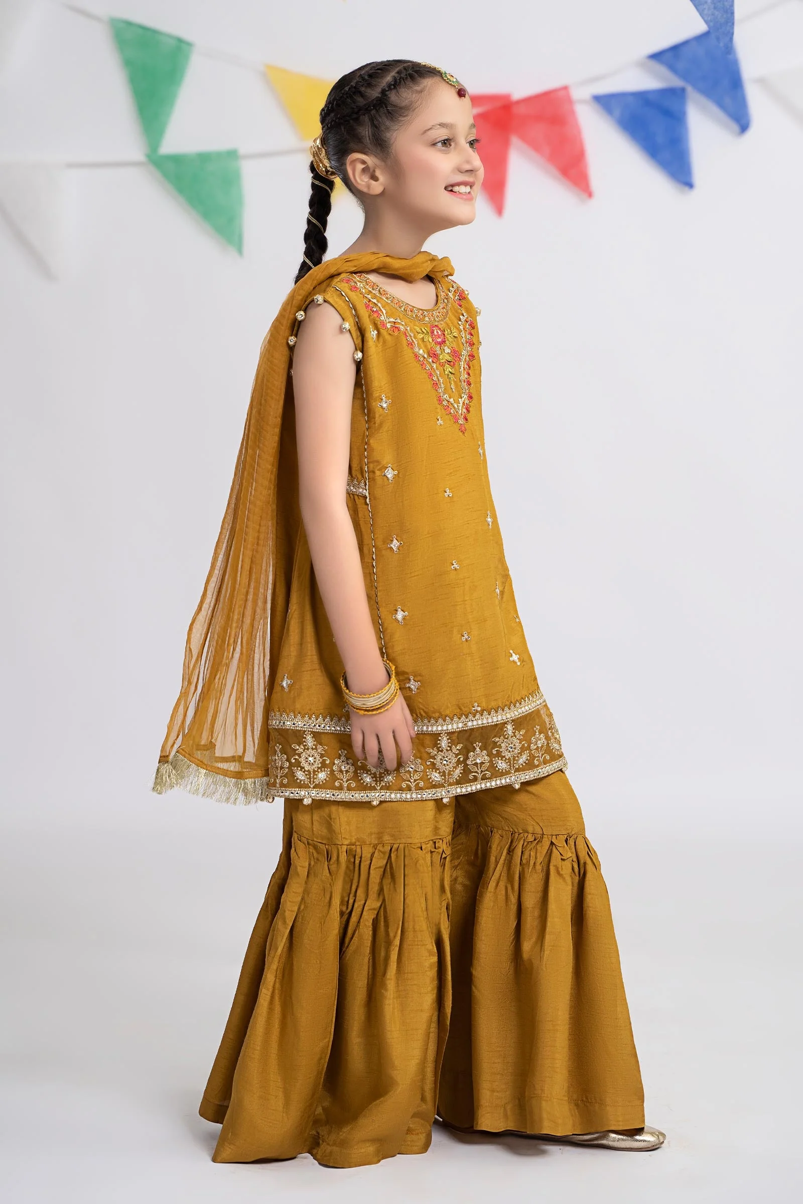 3 Piece Embroidered Raw Silk Suit - Image 4