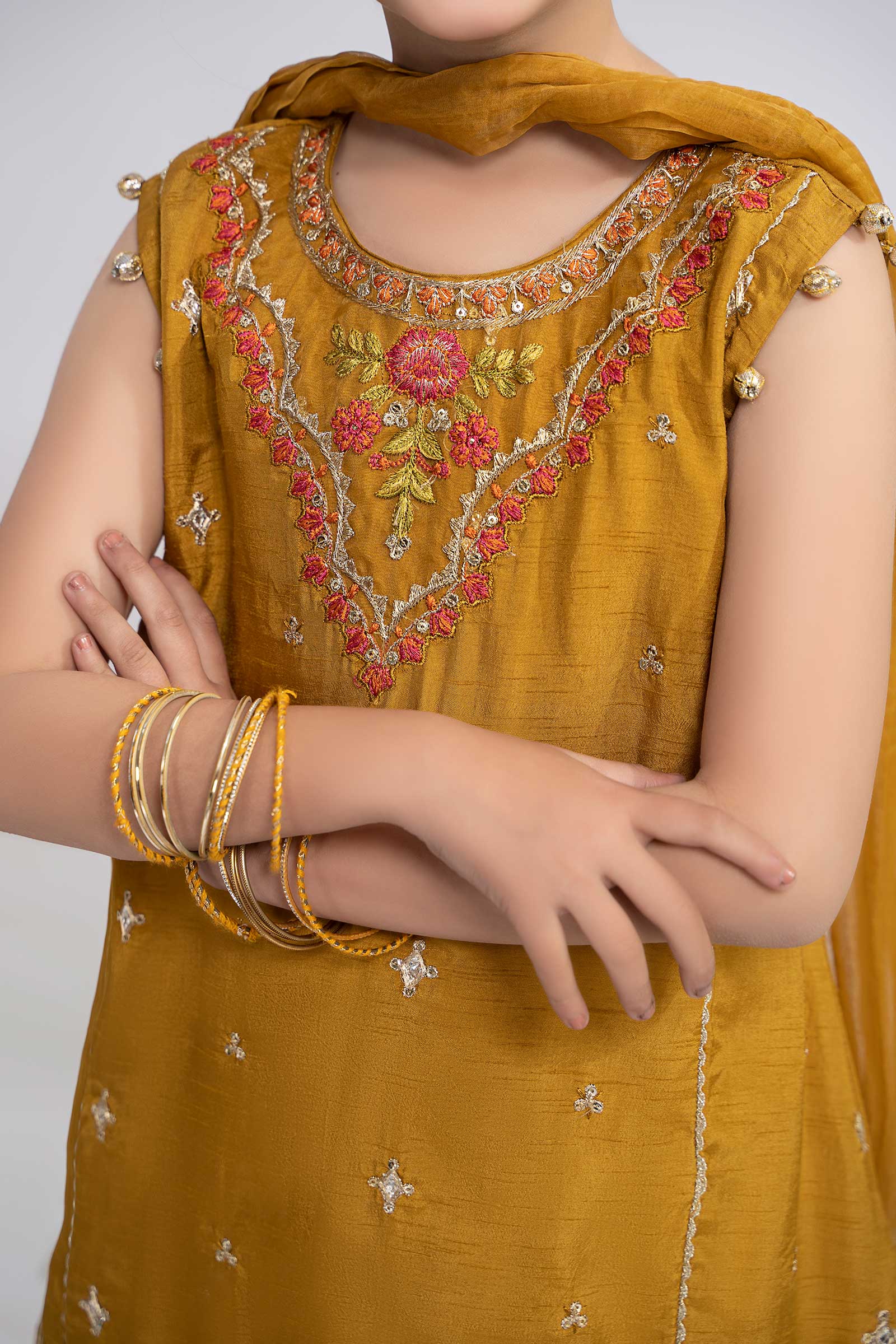 3 Piece Embroidered Raw Silk Suit - Image 5