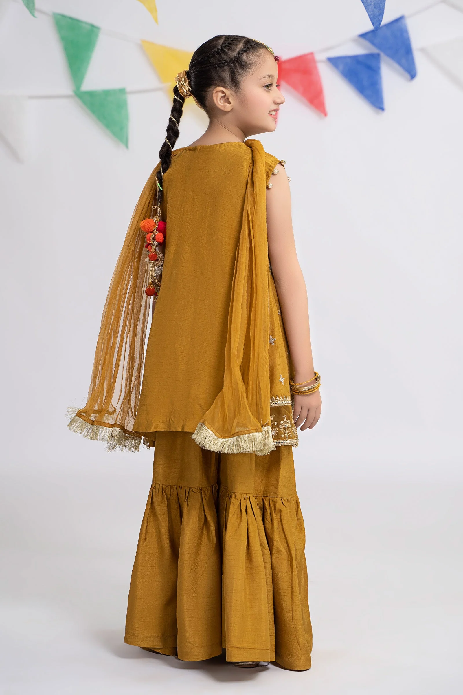 3 Piece Embroidered Raw Silk Suit - Image 7