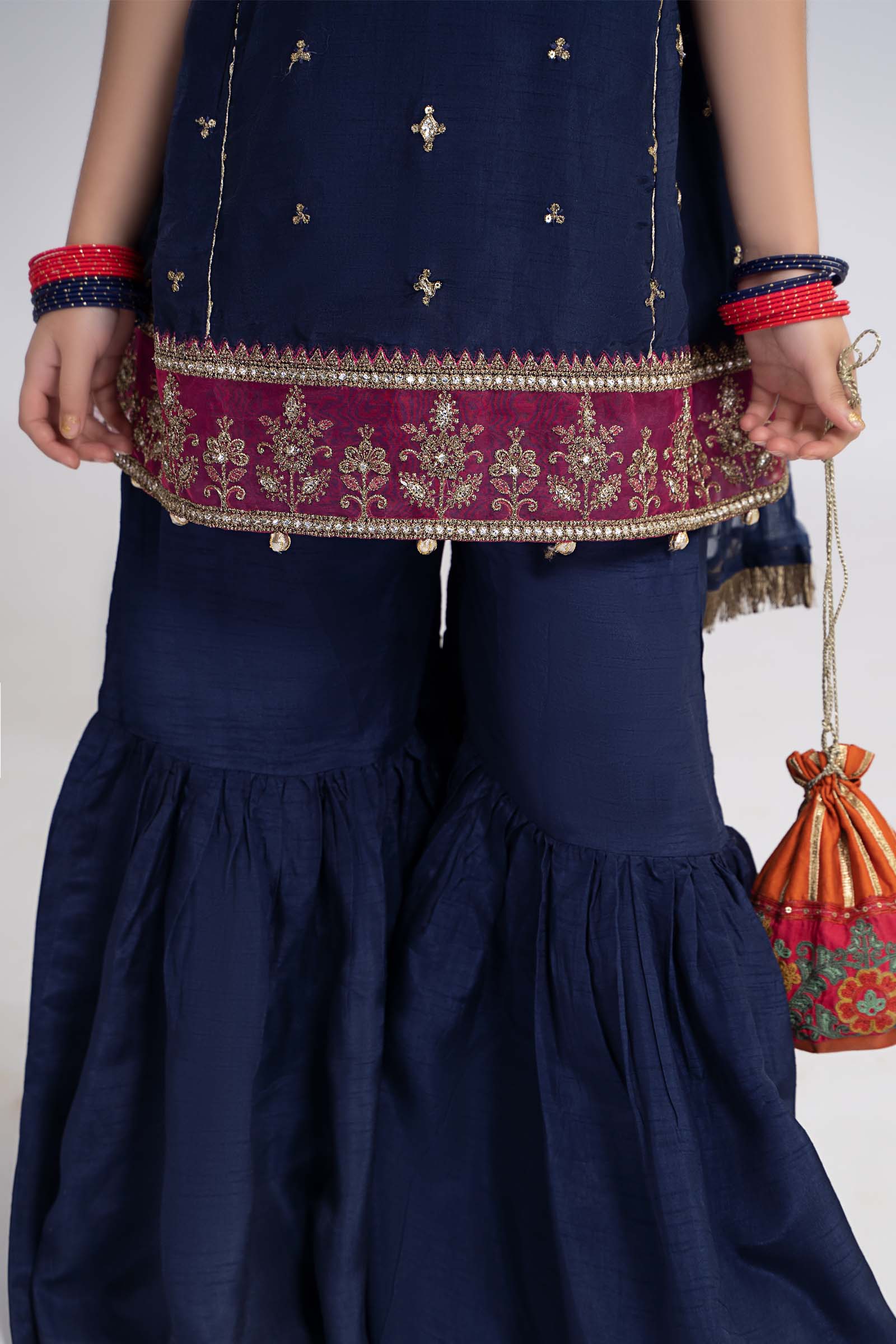 3 Piece Embroidered Raw Silk Suit - Image 3