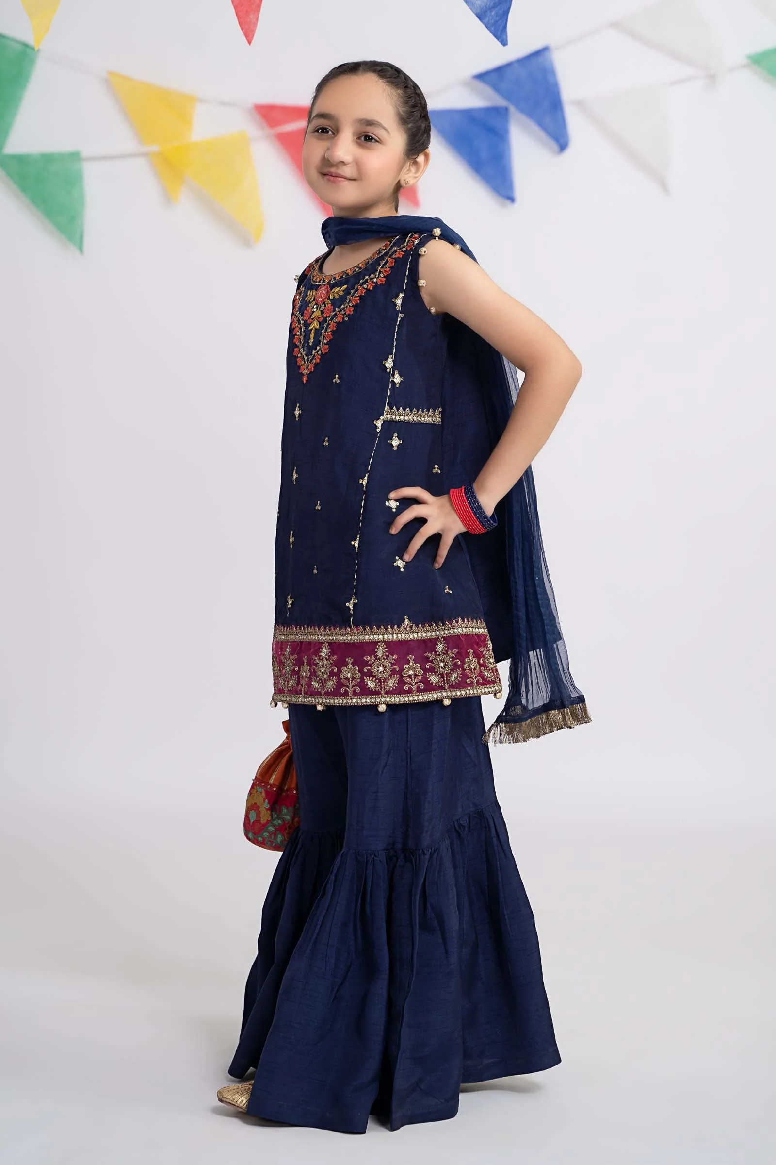 3 Piece Embroidered Raw Silk Suit - Image 5