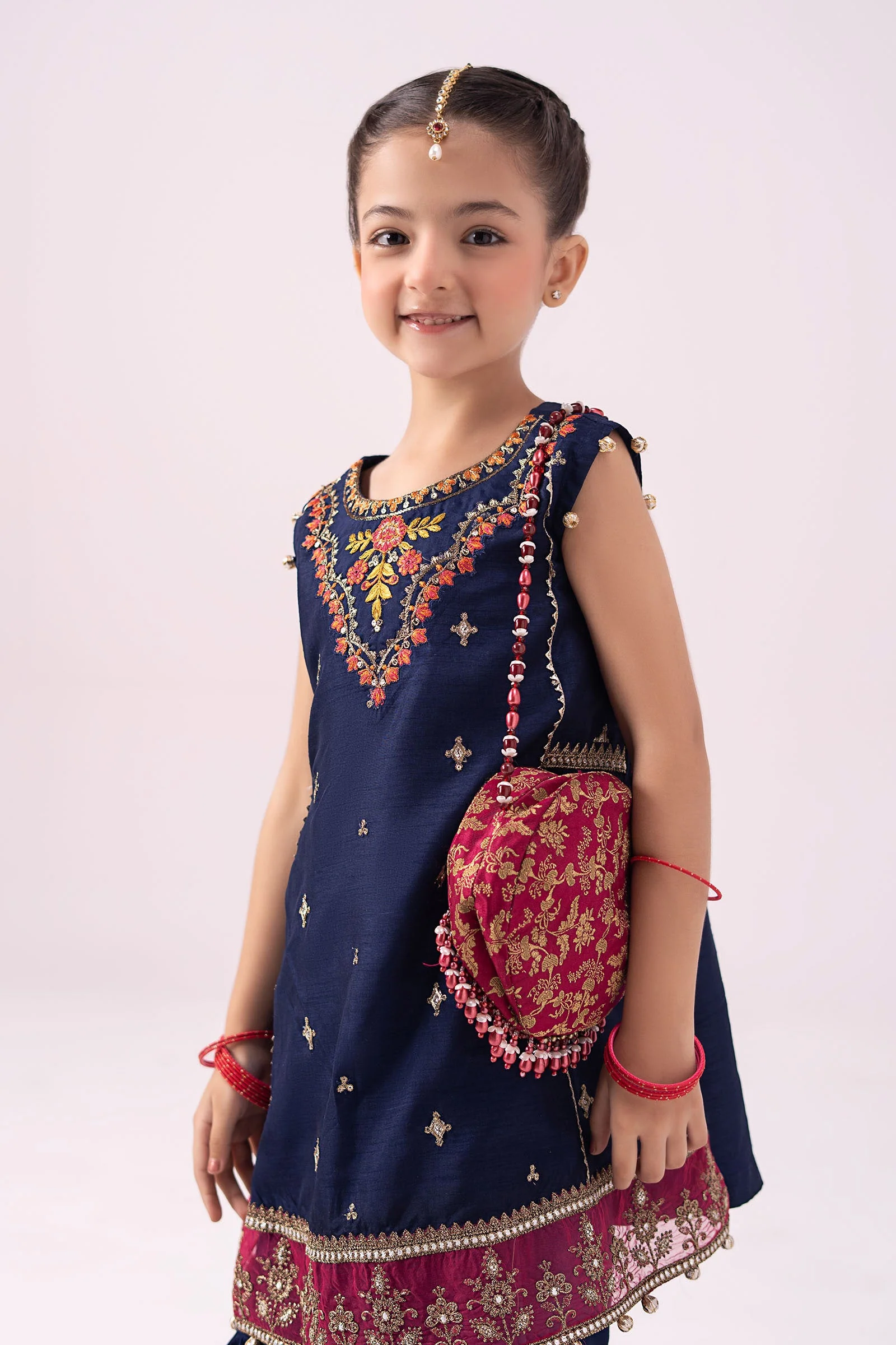 3 Piece Embroidered Raw Silk Suit - Image 2