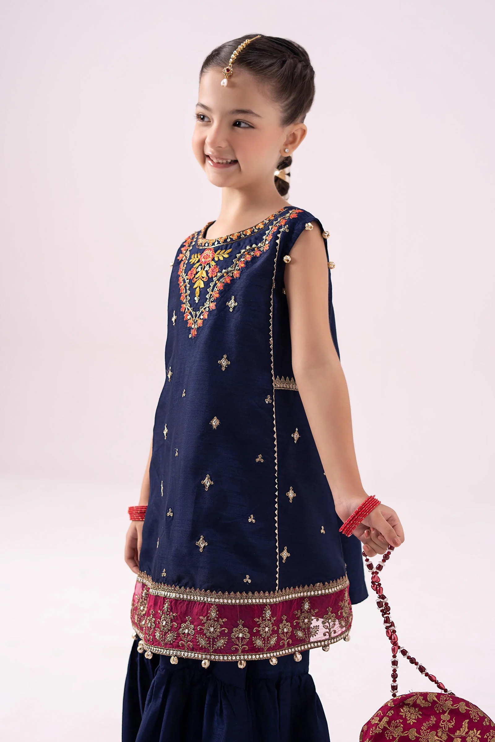 3 Piece Embroidered Raw Silk Suit - Image 3