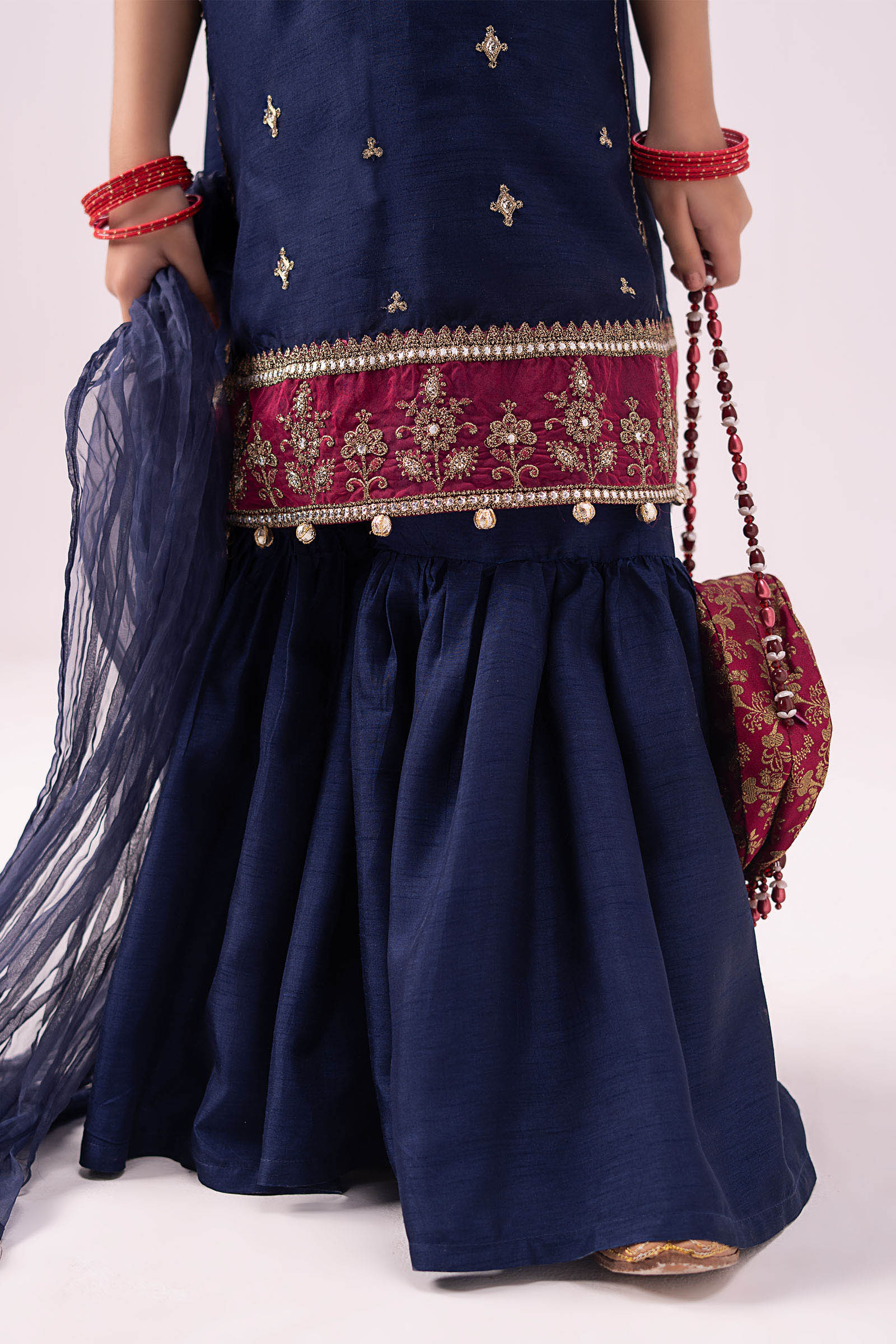 3 Piece Embroidered Raw Silk Suit - Image 5