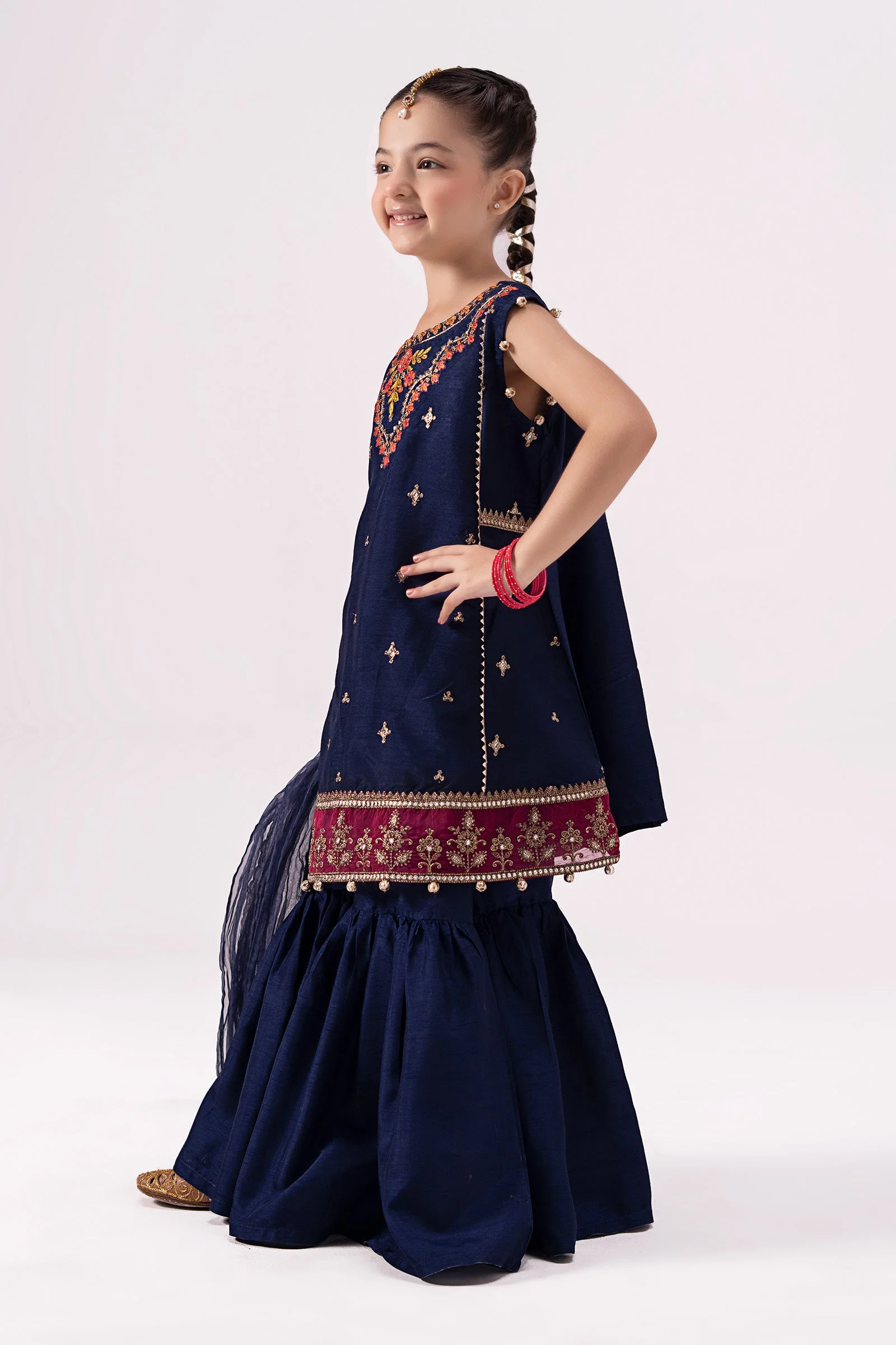 3 Piece Embroidered Raw Silk Suit - Image 6