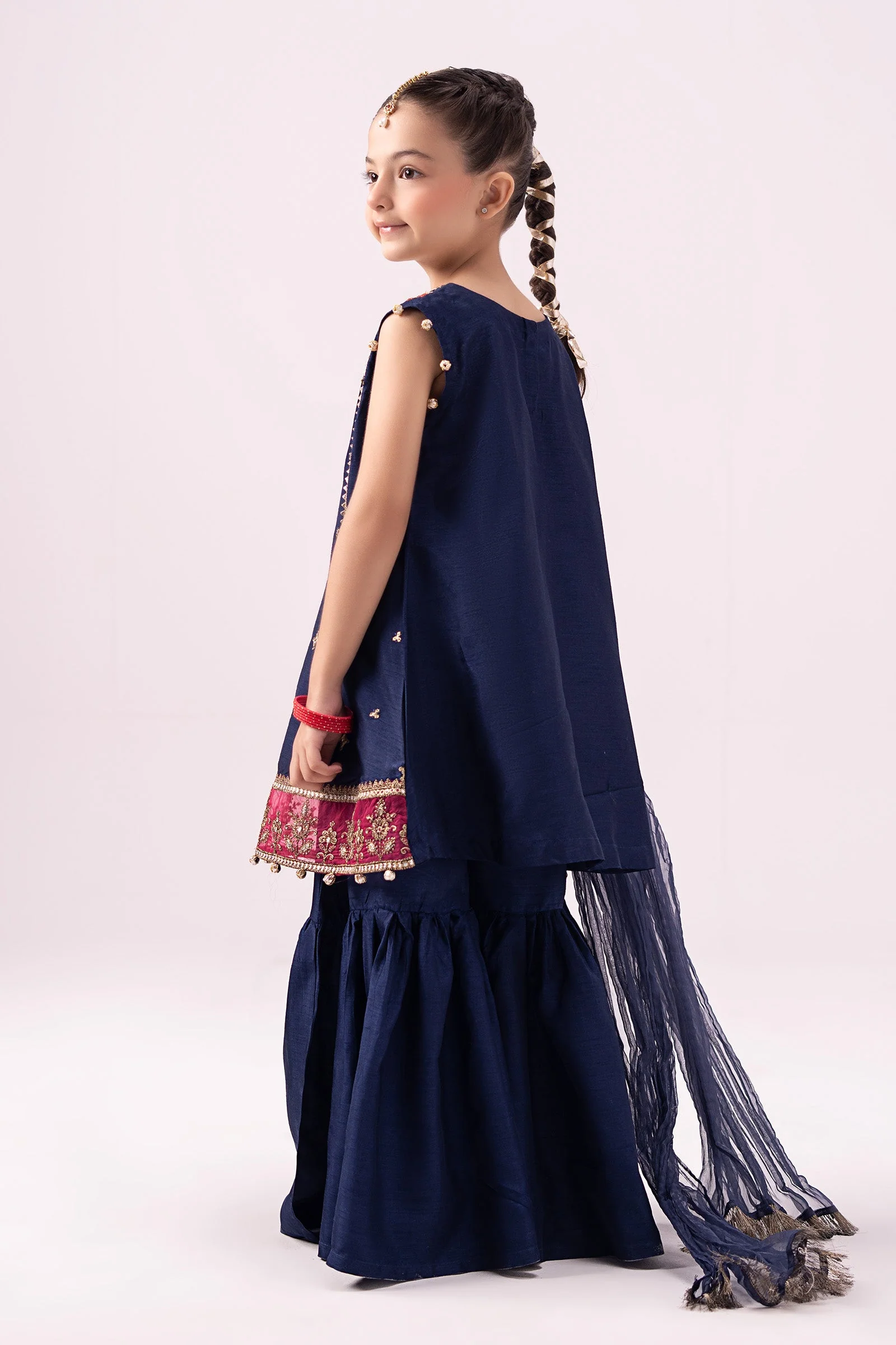 3 Piece Embroidered Raw Silk Suit - Image 7