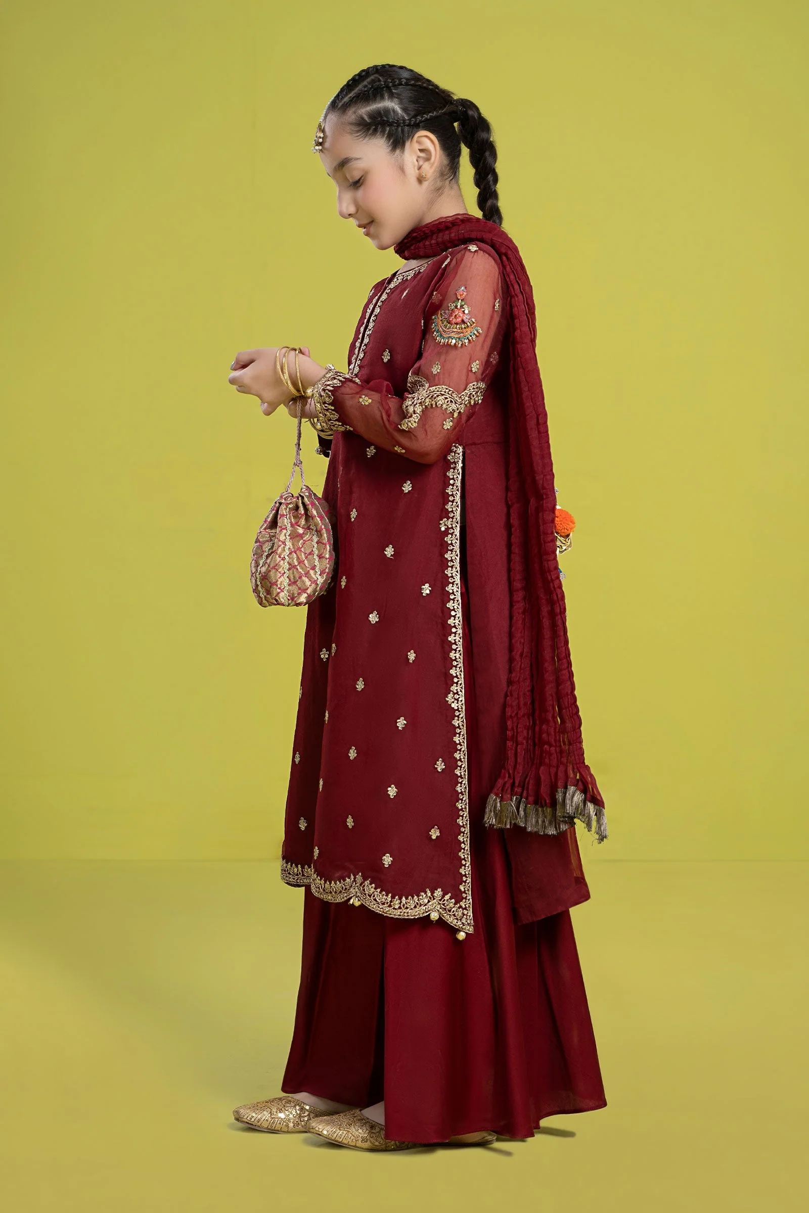3 Piece Embroidered Organza Suit - Image 5