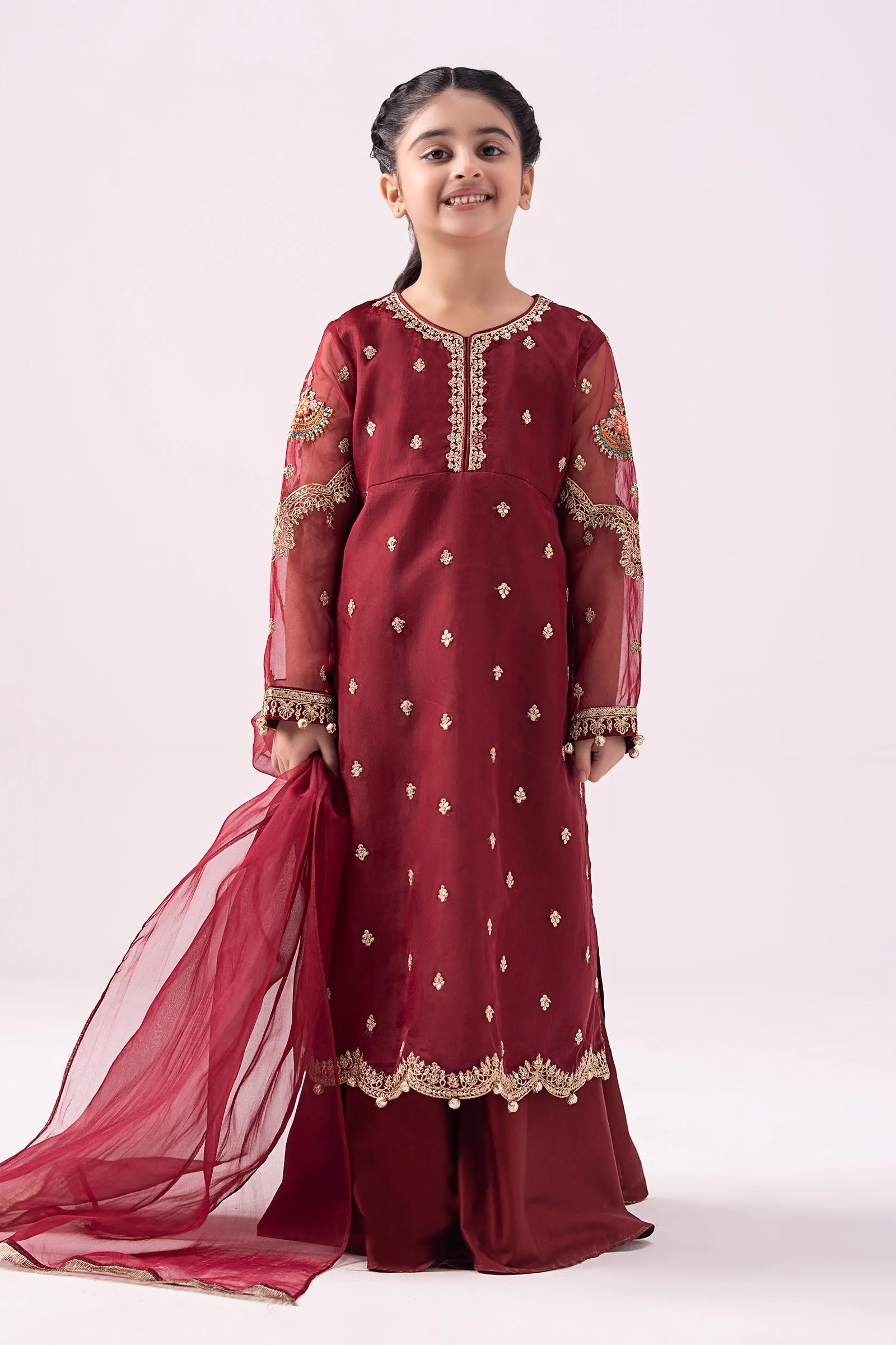 3 Piece Embroidered Organza Suit
