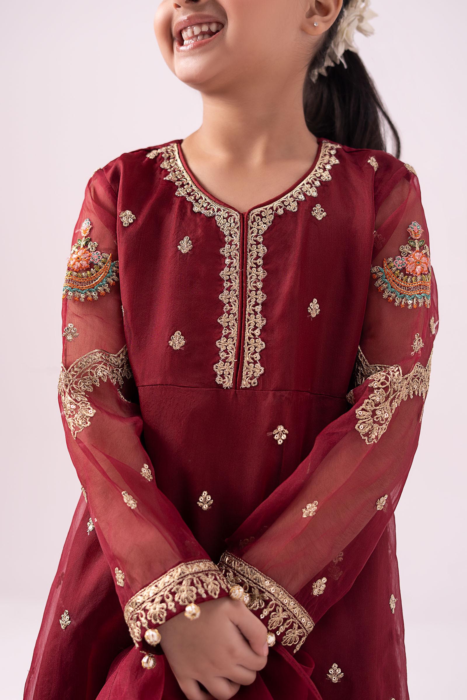 3 Piece Embroidered Organza Suit - Image 2