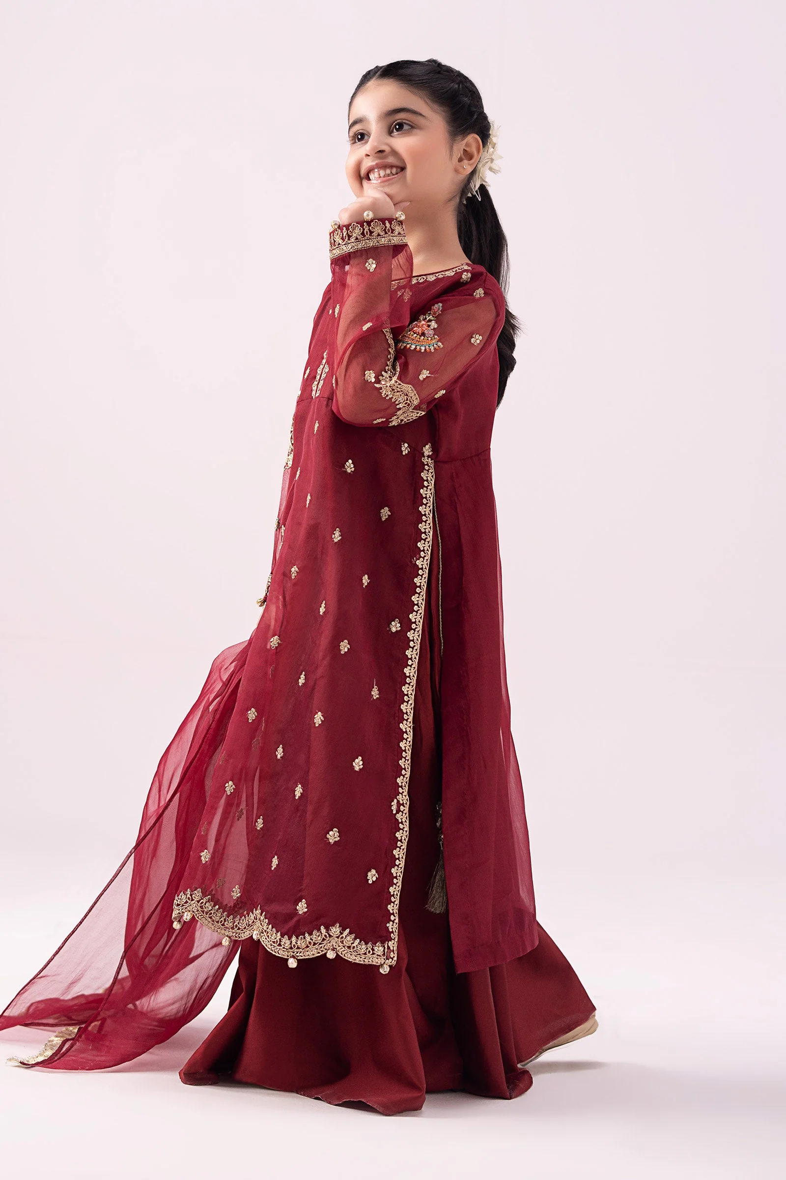 3 Piece Embroidered Organza Suit - Image 4